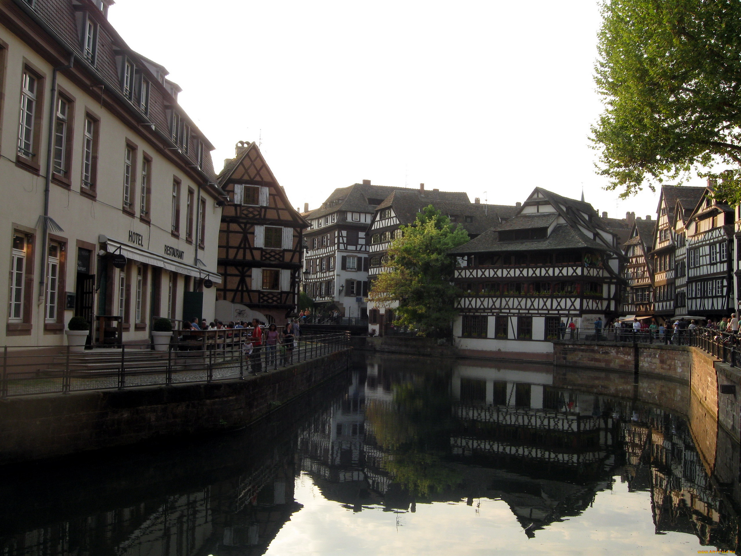 города, страсбург, , франция, дома, канал