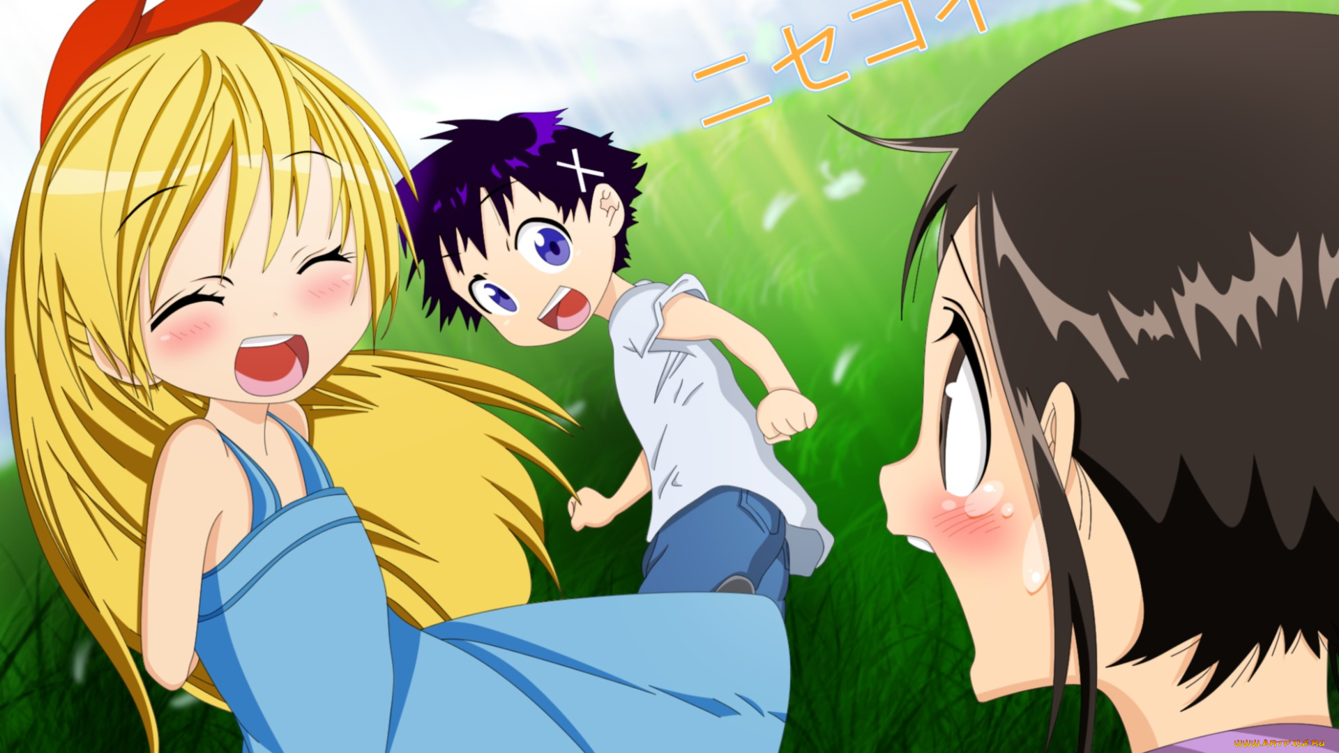 аниме, nisekoi, фон, взгляд, девушки