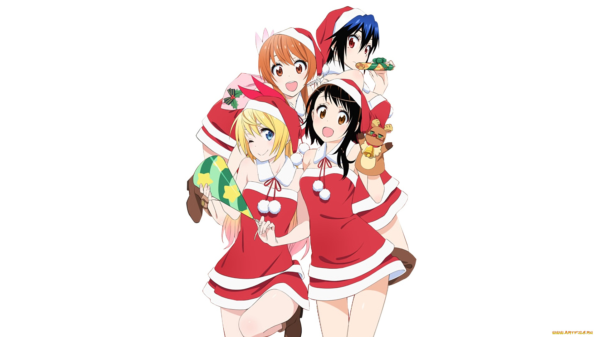 аниме, nisekoi, фон, взгляд, девушки