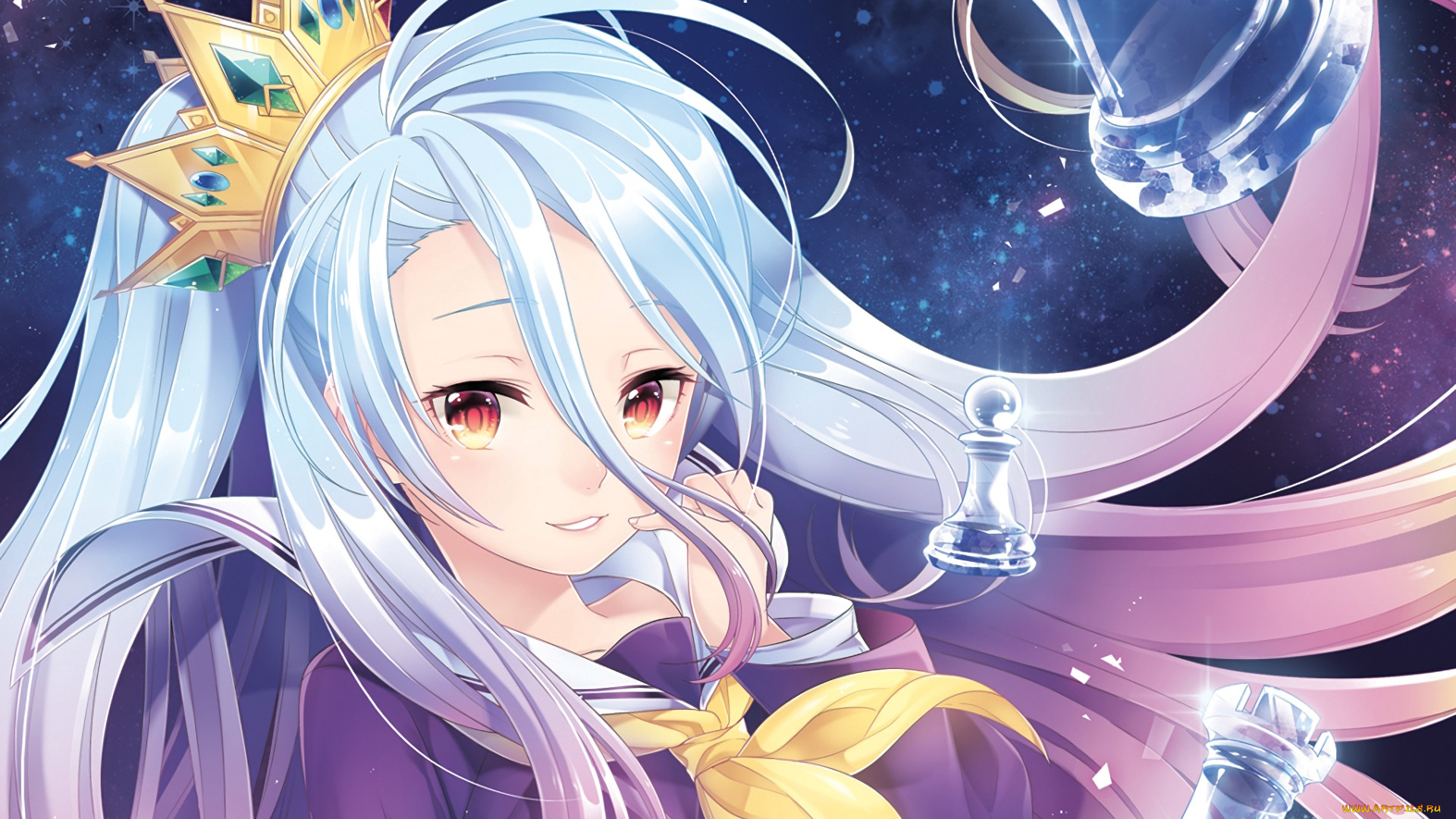 аниме, no, game, no, life, фон, взгляд, девушка