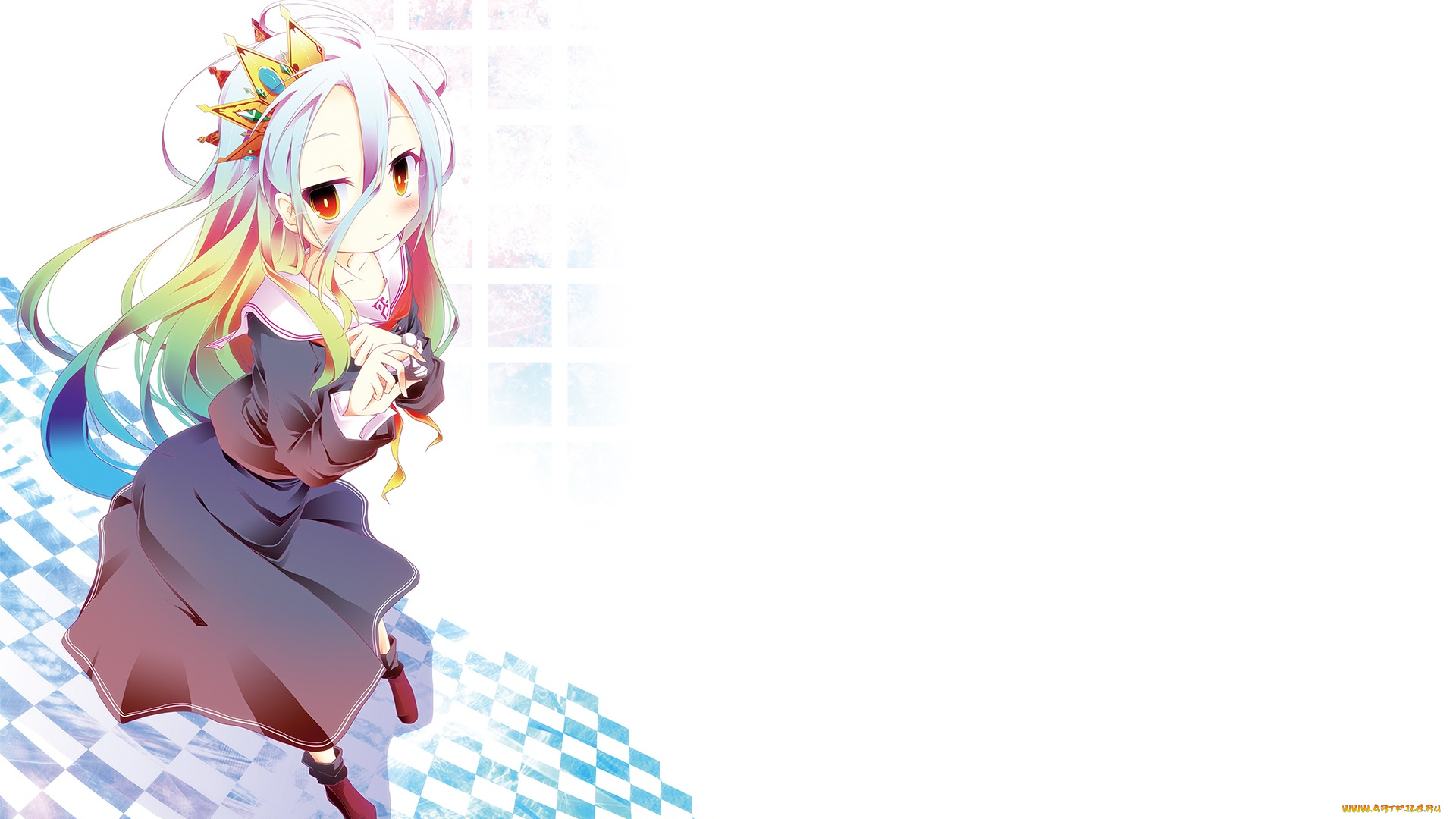 аниме, no, game, no, life, взгляд, девушка, фон