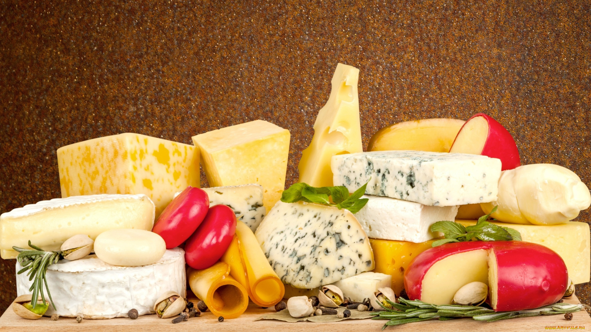 еда, сырные, изделия, фисташки, перец, гвоздика, розмарин, сыр, натюрморт