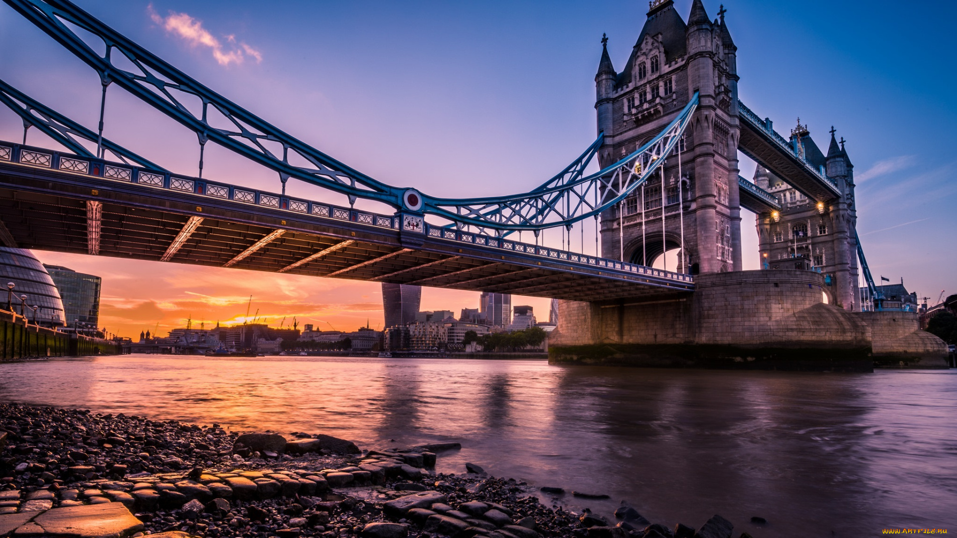 города, лондон, , великобритания, мост, река