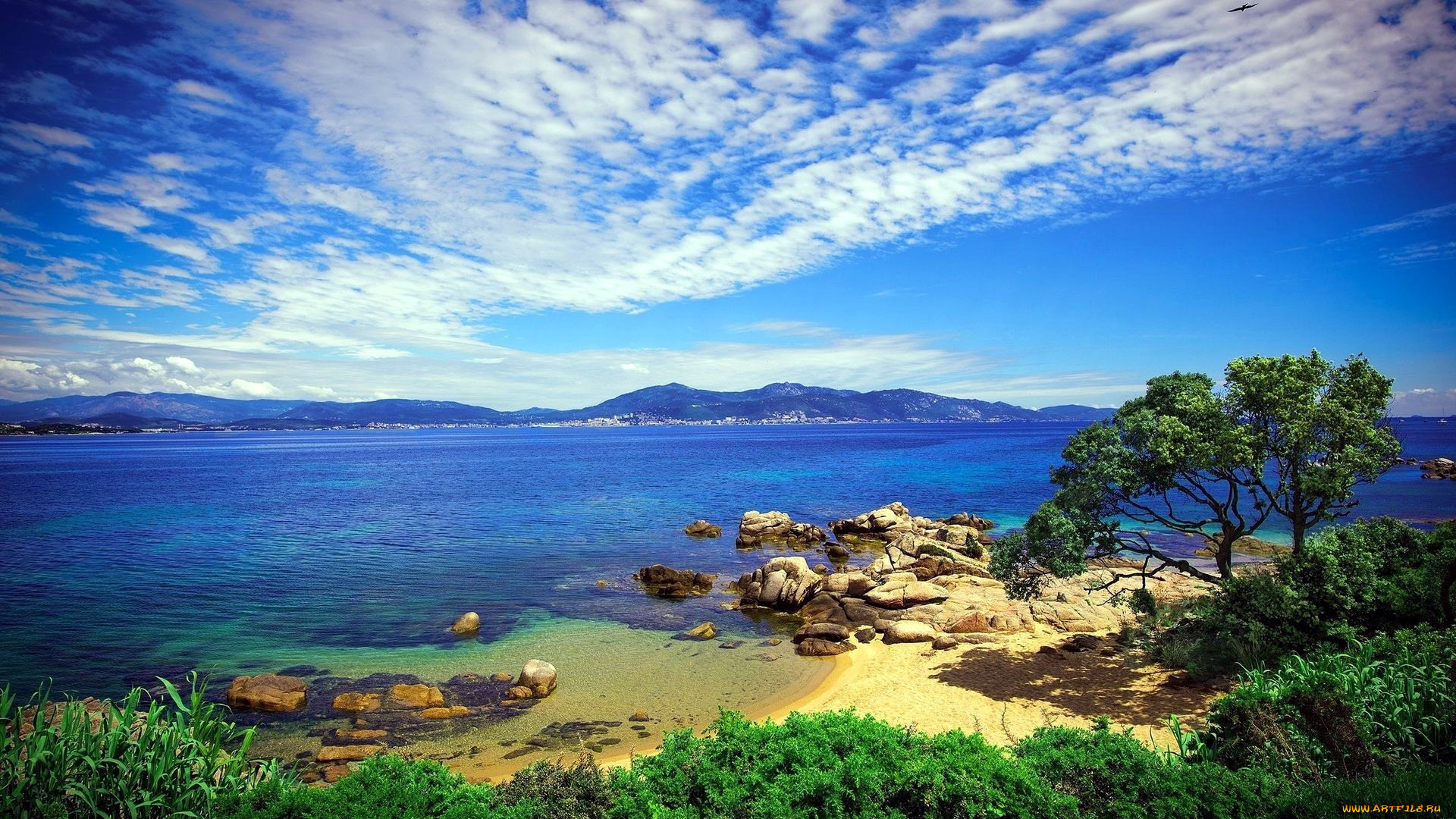 природа, побережье, облака, камни, горы, море