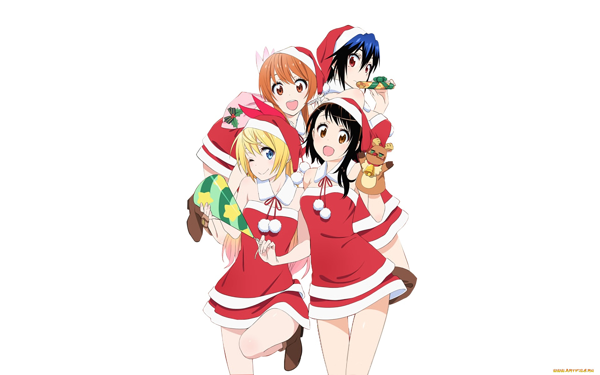 аниме, nisekoi, фон, взгляд, девушки