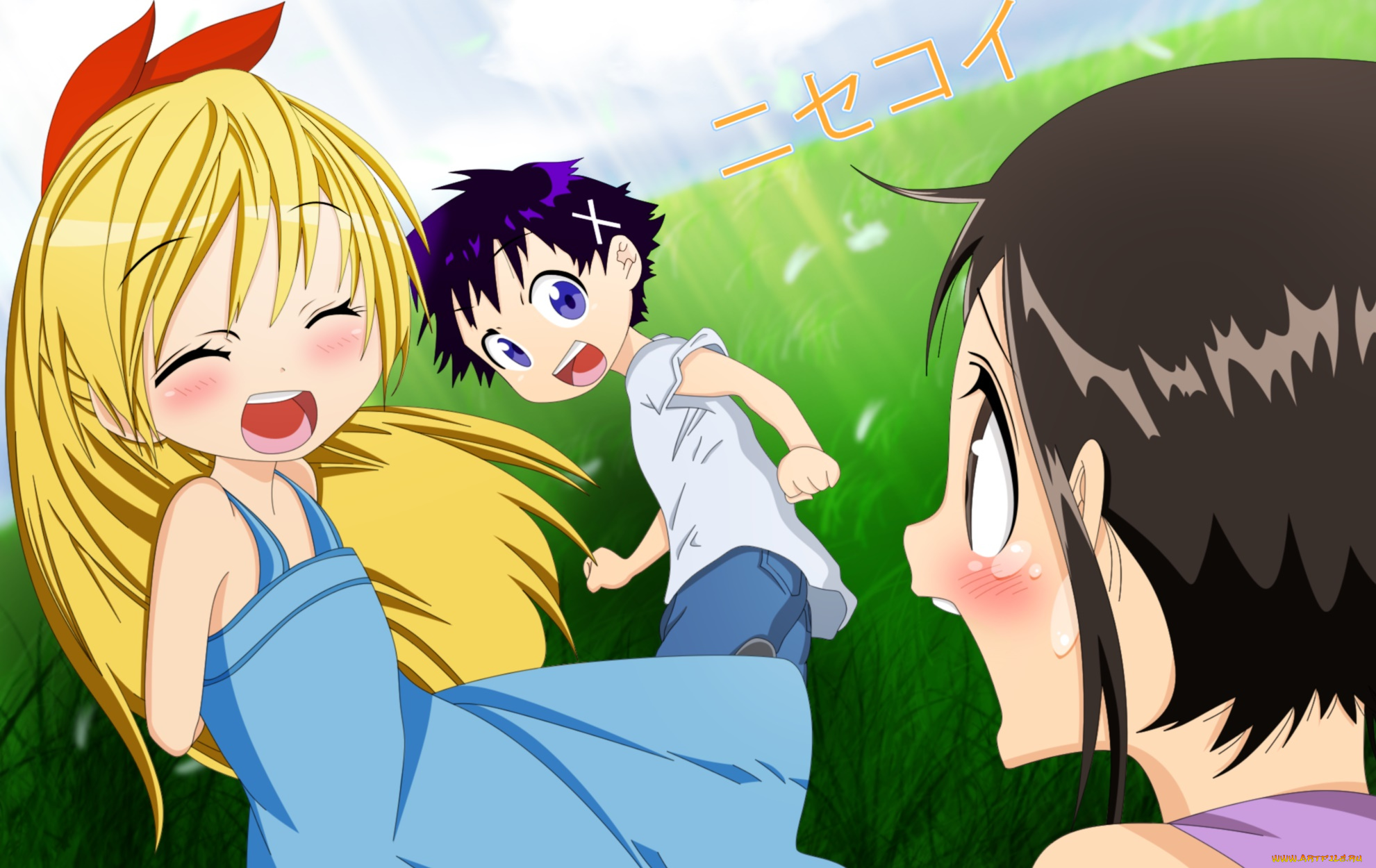 аниме, nisekoi, фон, взгляд, девушки
