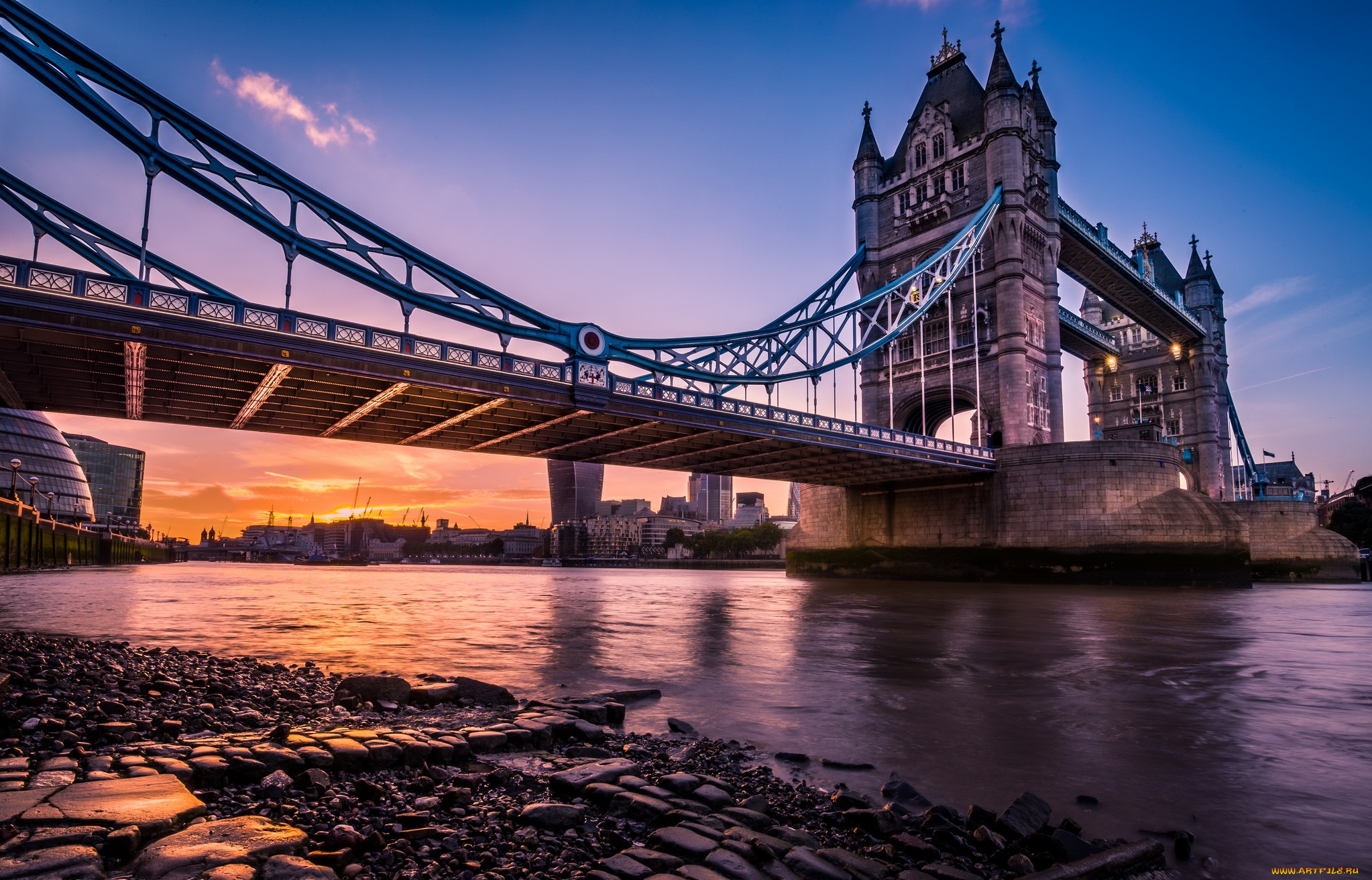 города, лондон, , великобритания, мост, река