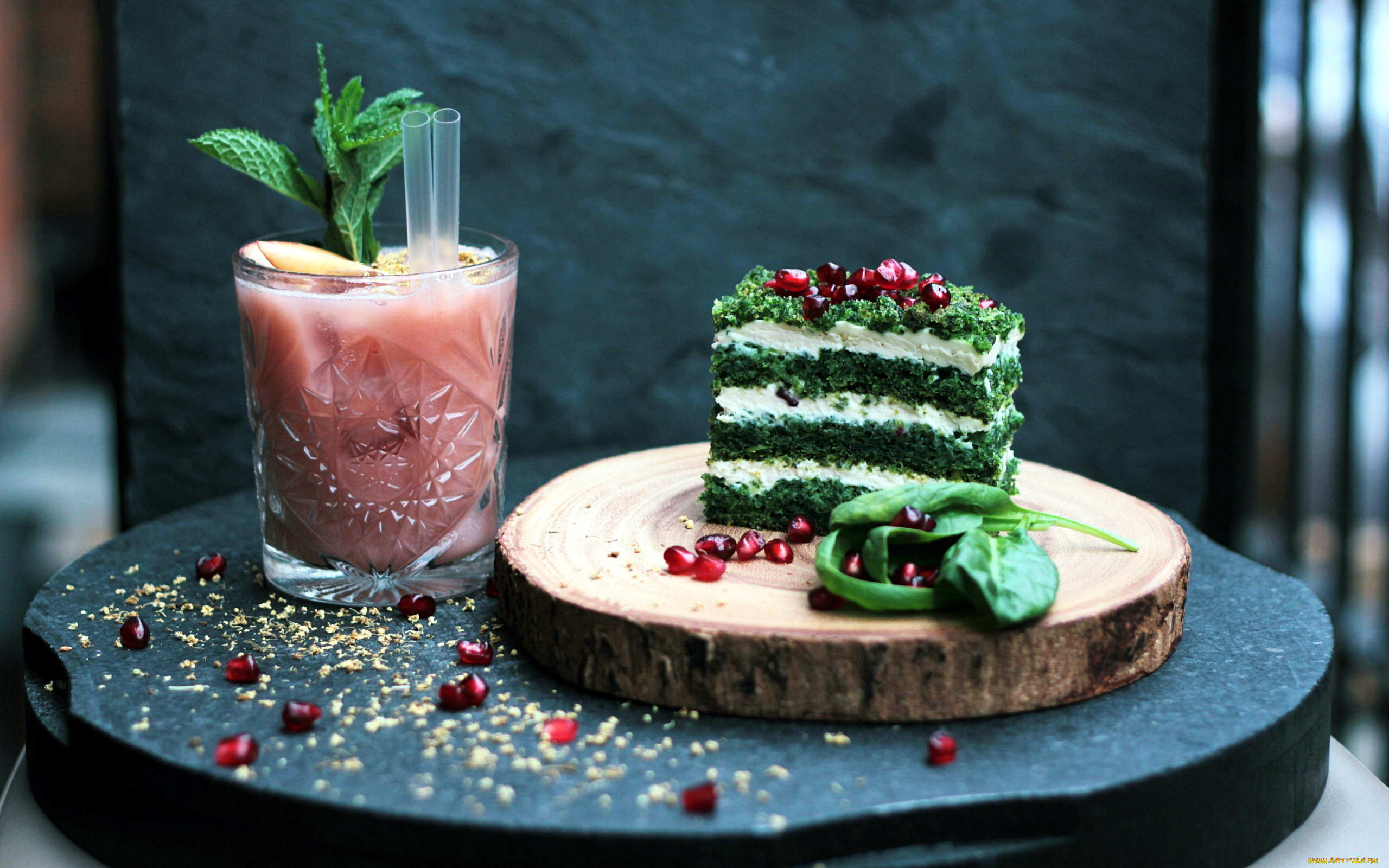 еда, пирожные, , кексы, , печенье, пирожное, гранат, мята