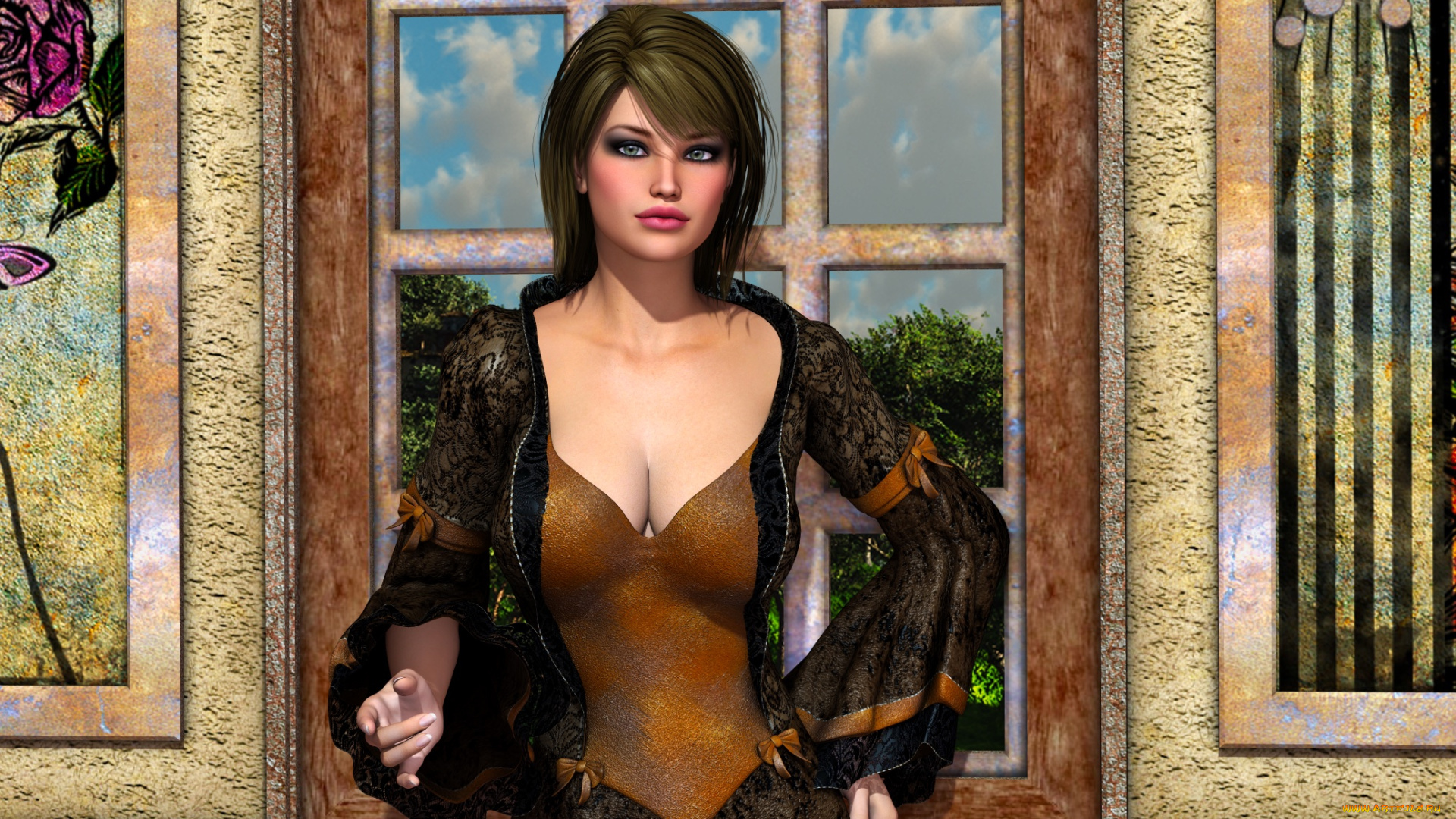 3д, графика, люди, , people, фон, взгляд, девушка