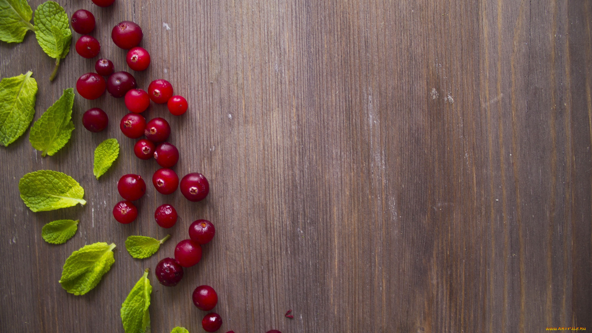 еда, клюква, мята, ягоды