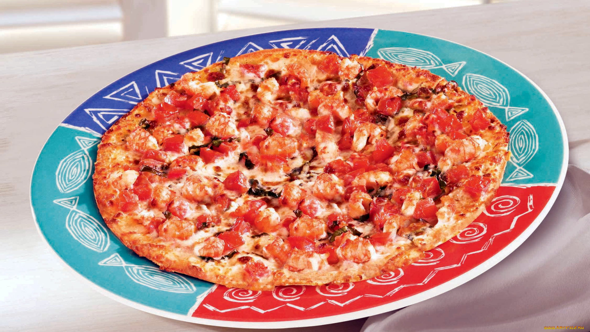 еда, пицца, помидоры, сыр