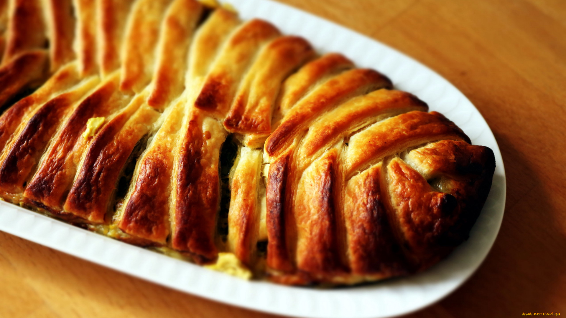 еда, пироги, румяный, пирог, плетенка