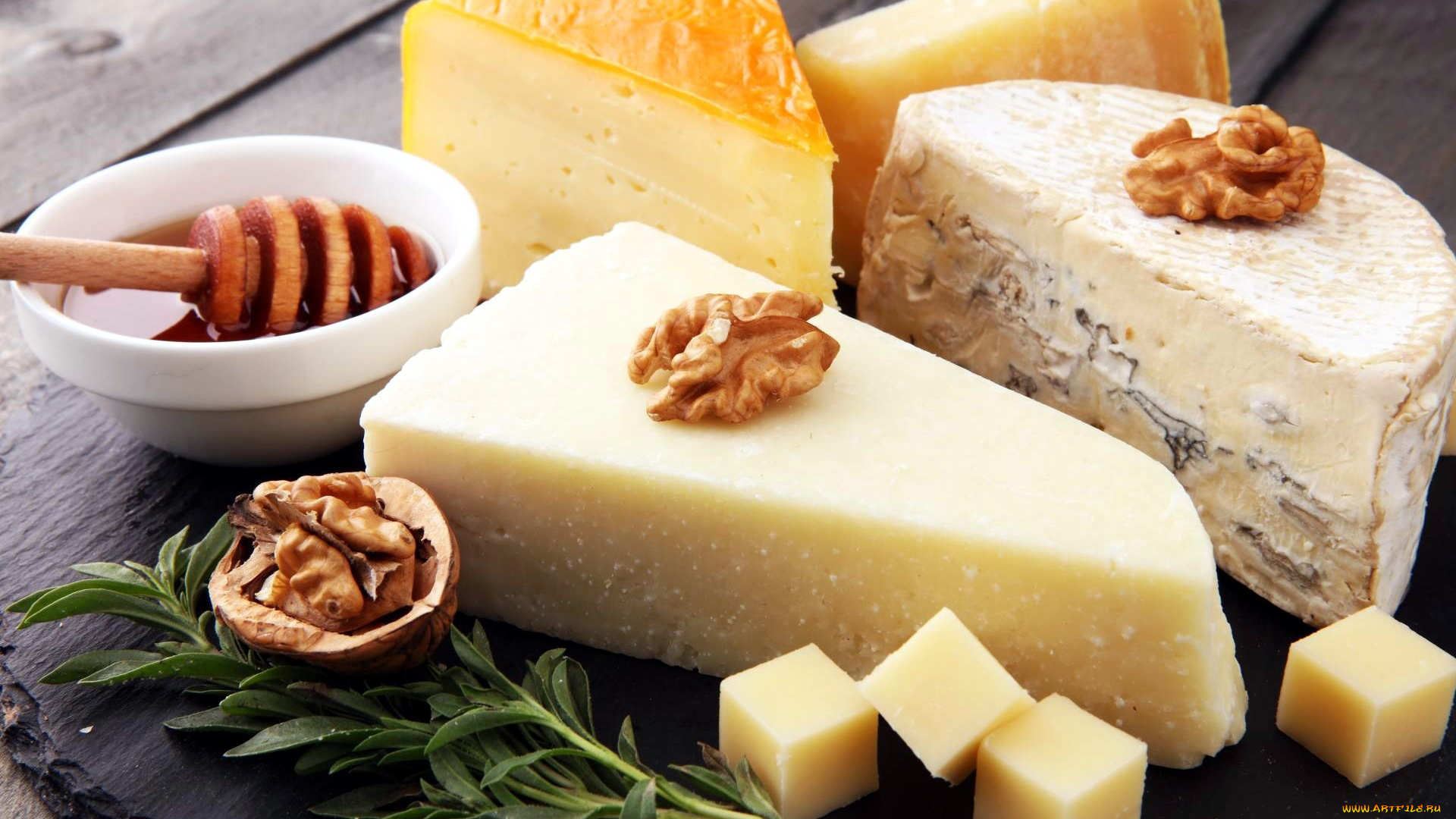 еда, сырные, изделия, орехи, сыр, мед, ассорти