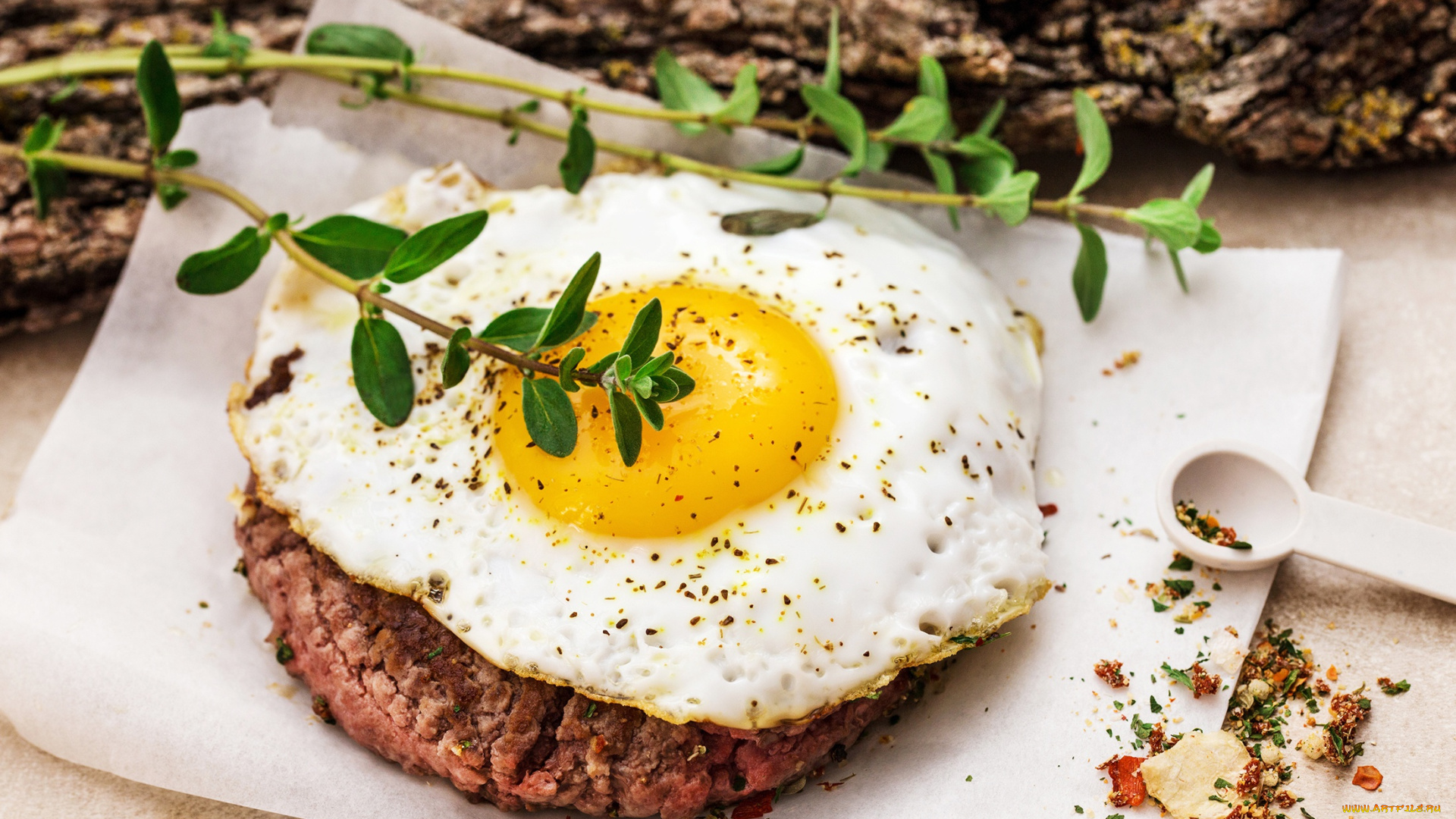 еда, Яичные, блюда, яйцо, яичница, мясо, специи