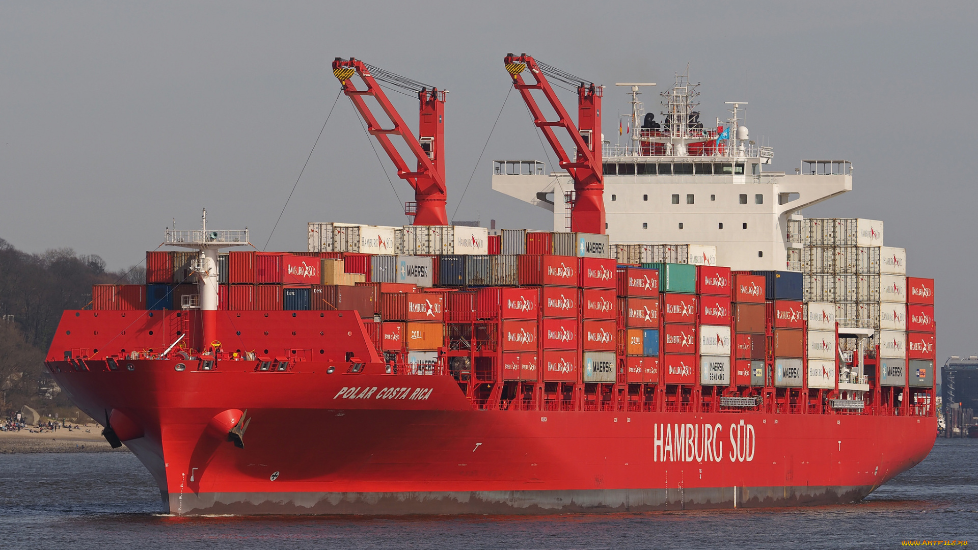 корабли, грузовые, суда, контейнеровоз