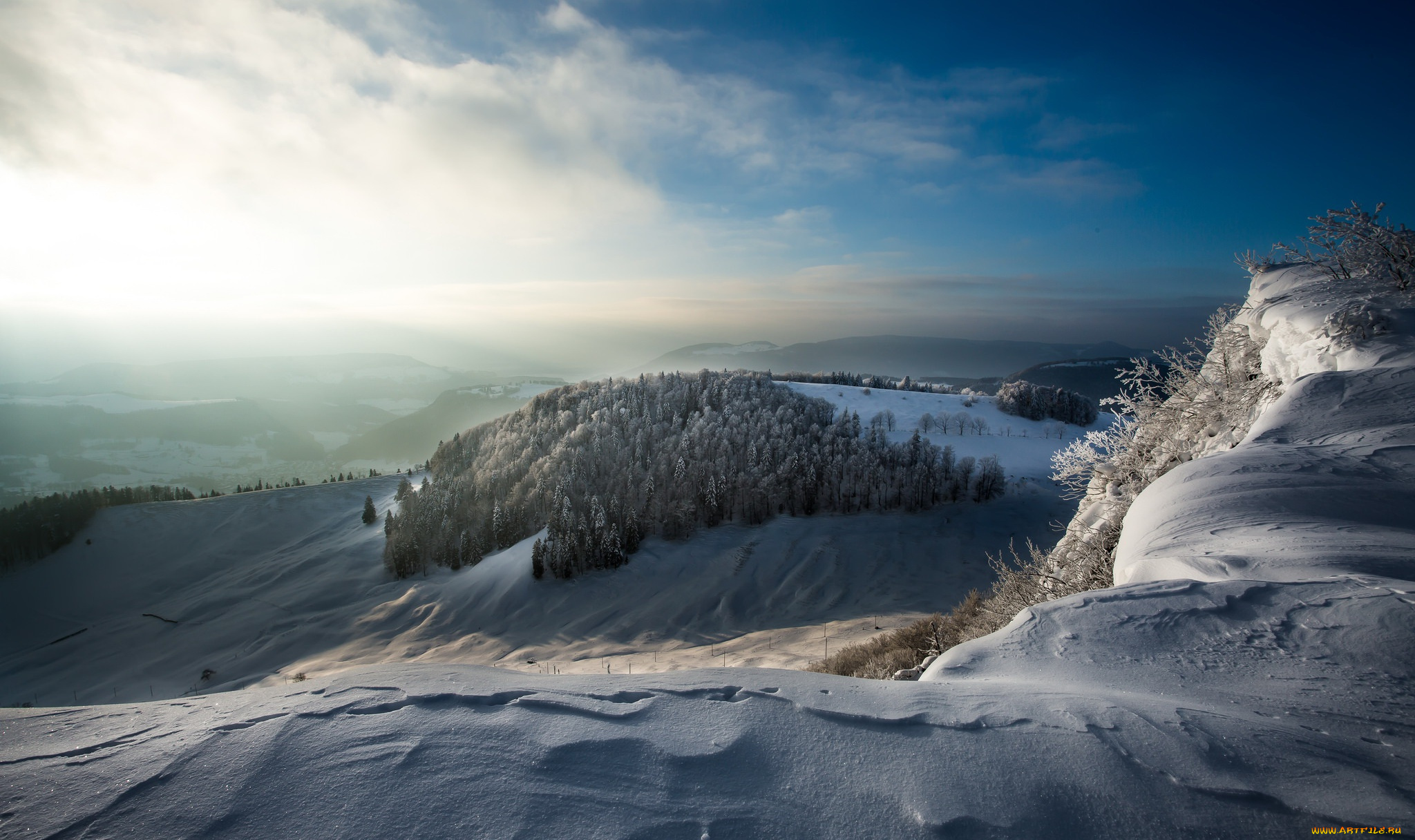 природа, зима, утро, холод