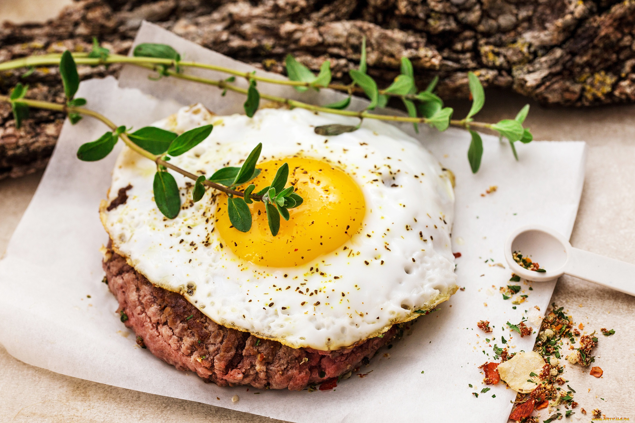 еда, Яичные, блюда, яйцо, яичница, мясо, специи