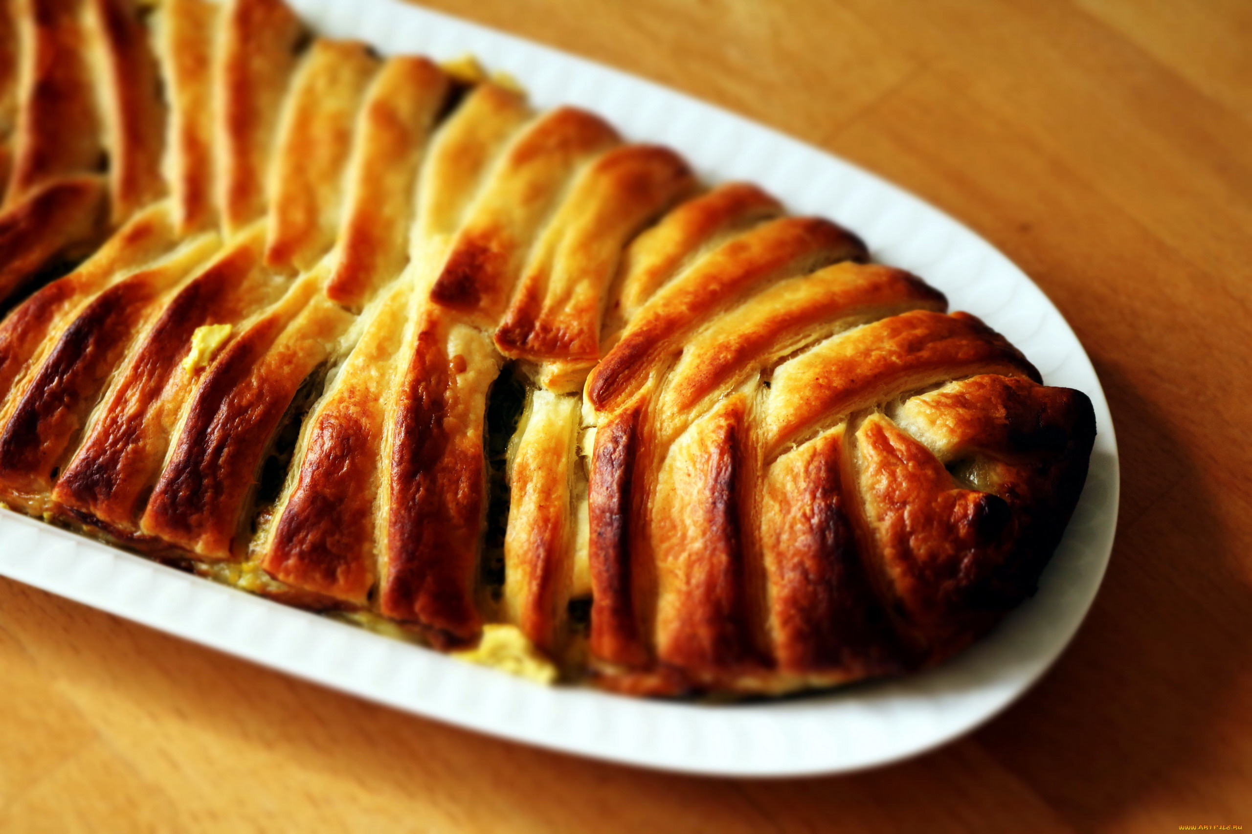 еда, пироги, румяный, пирог, плетенка