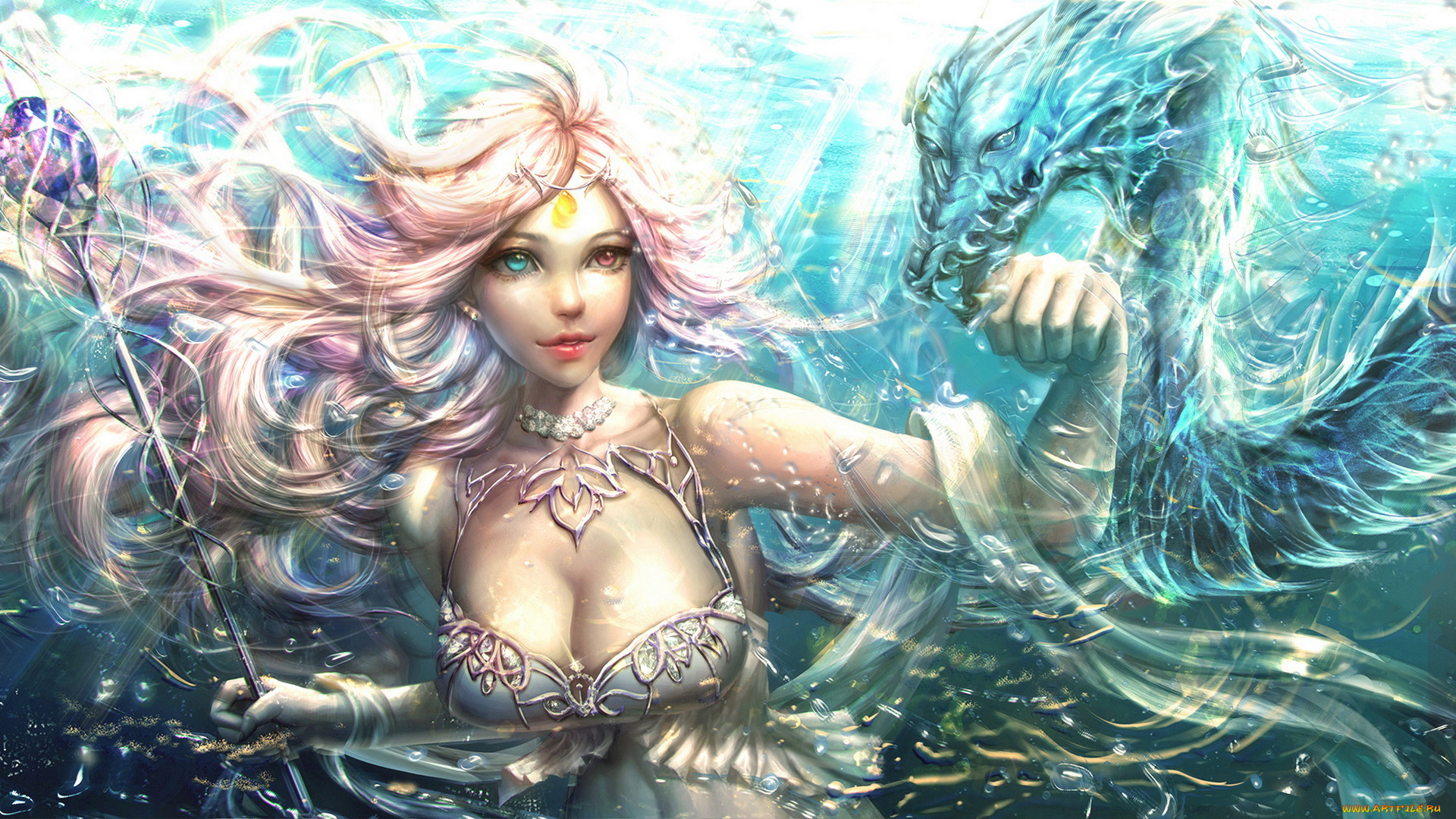 фэнтези, красавицы, и, чудовища, девушка, фон, взгляд, вода