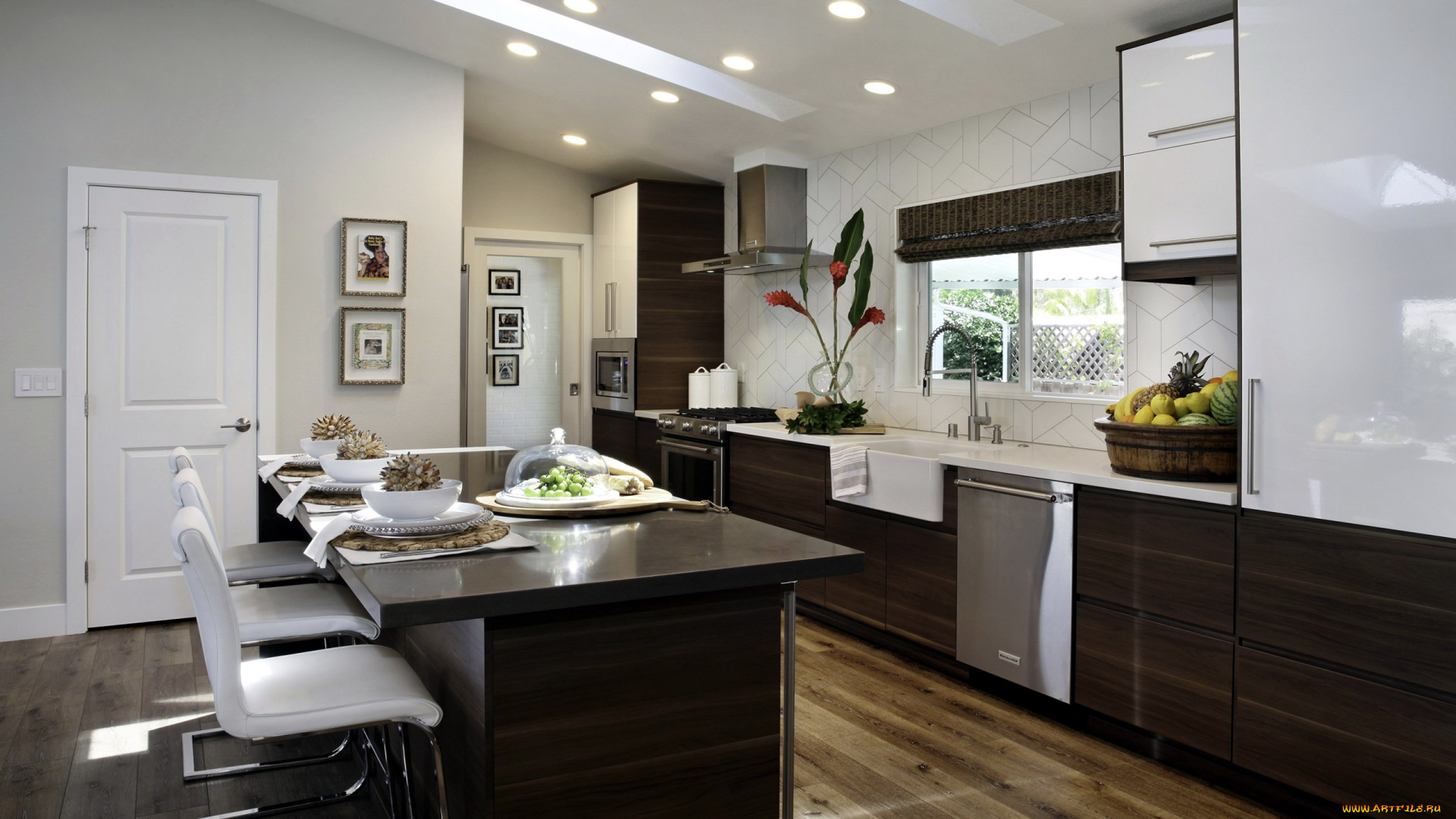 интерьер, кухня, холодильник, плита