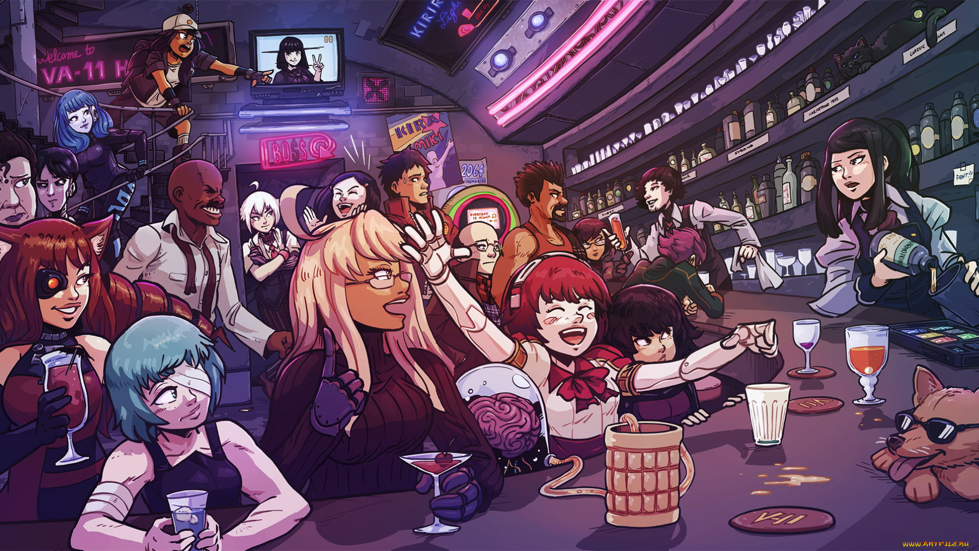 аниме, va-11, hall-a, cyberpunk, bartender, action, va-, 11, hall, a, cyberpunk, bartender, action