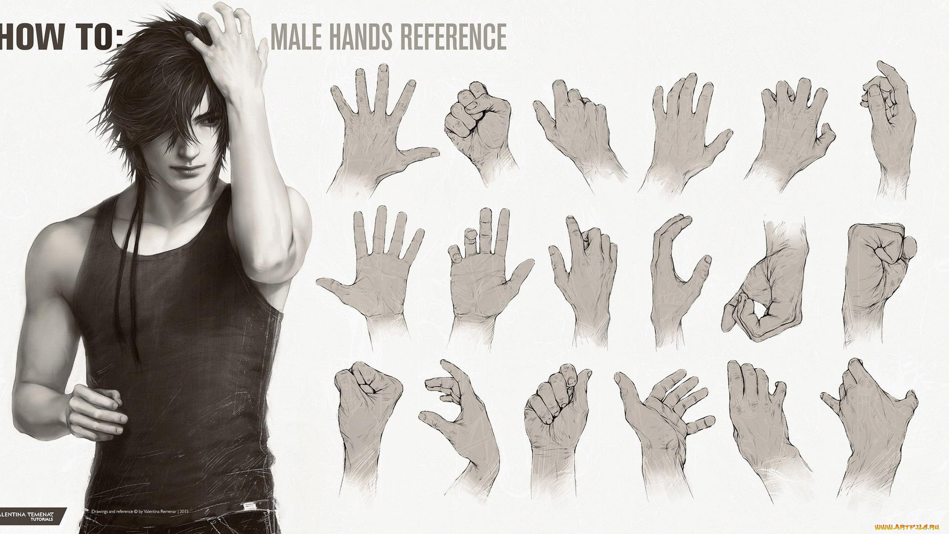 рисованное, valentina, remenar, парень, майка, руки