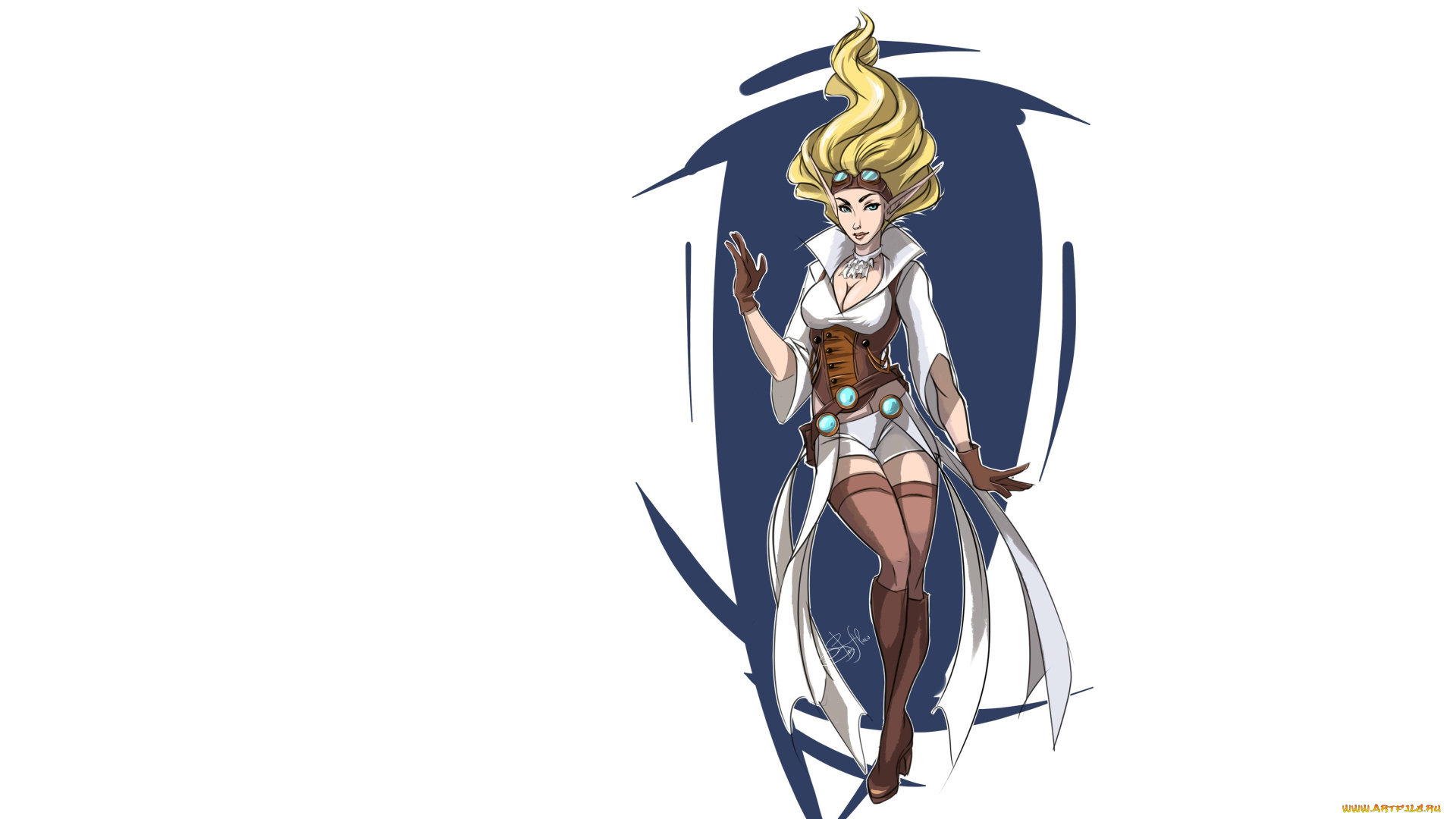 видео, игры, league, of, legends, блондинка, чулки, очки