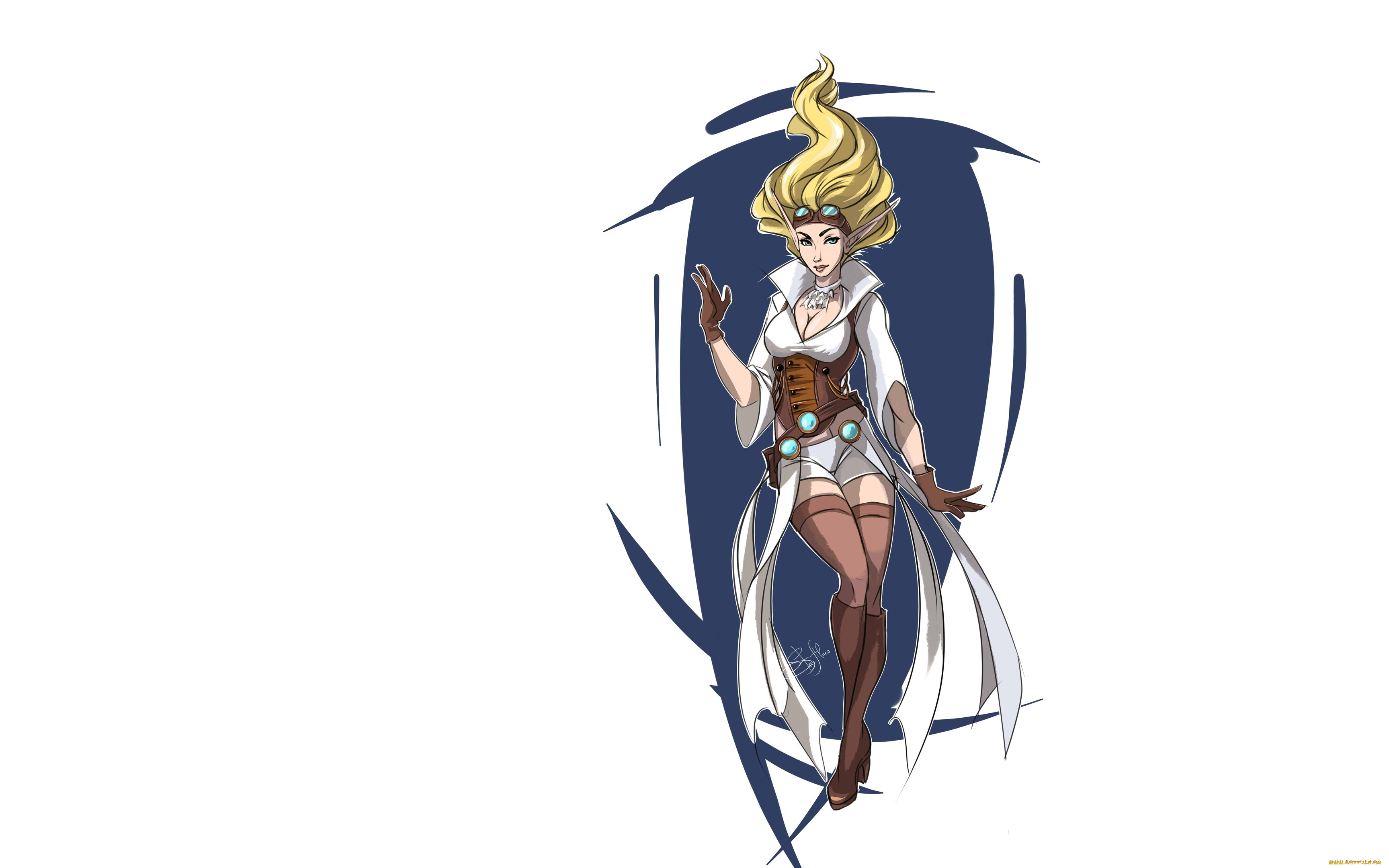 видео, игры, league, of, legends, блондинка, чулки, очки