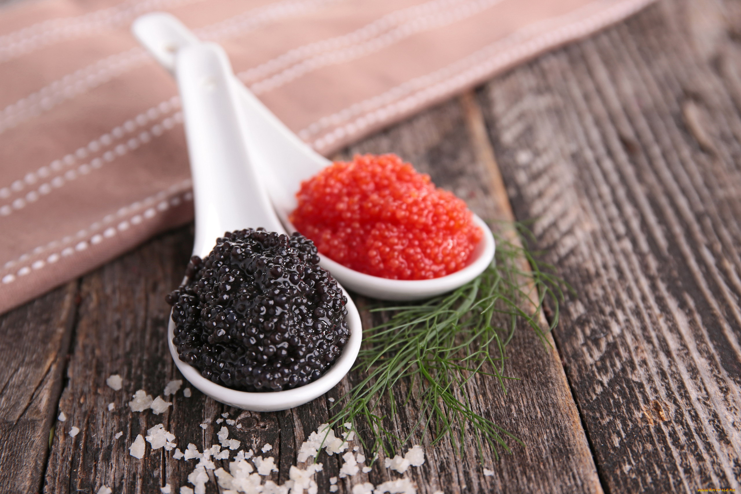 еда, икра, укроп, соль, красная, черная, деликатес
