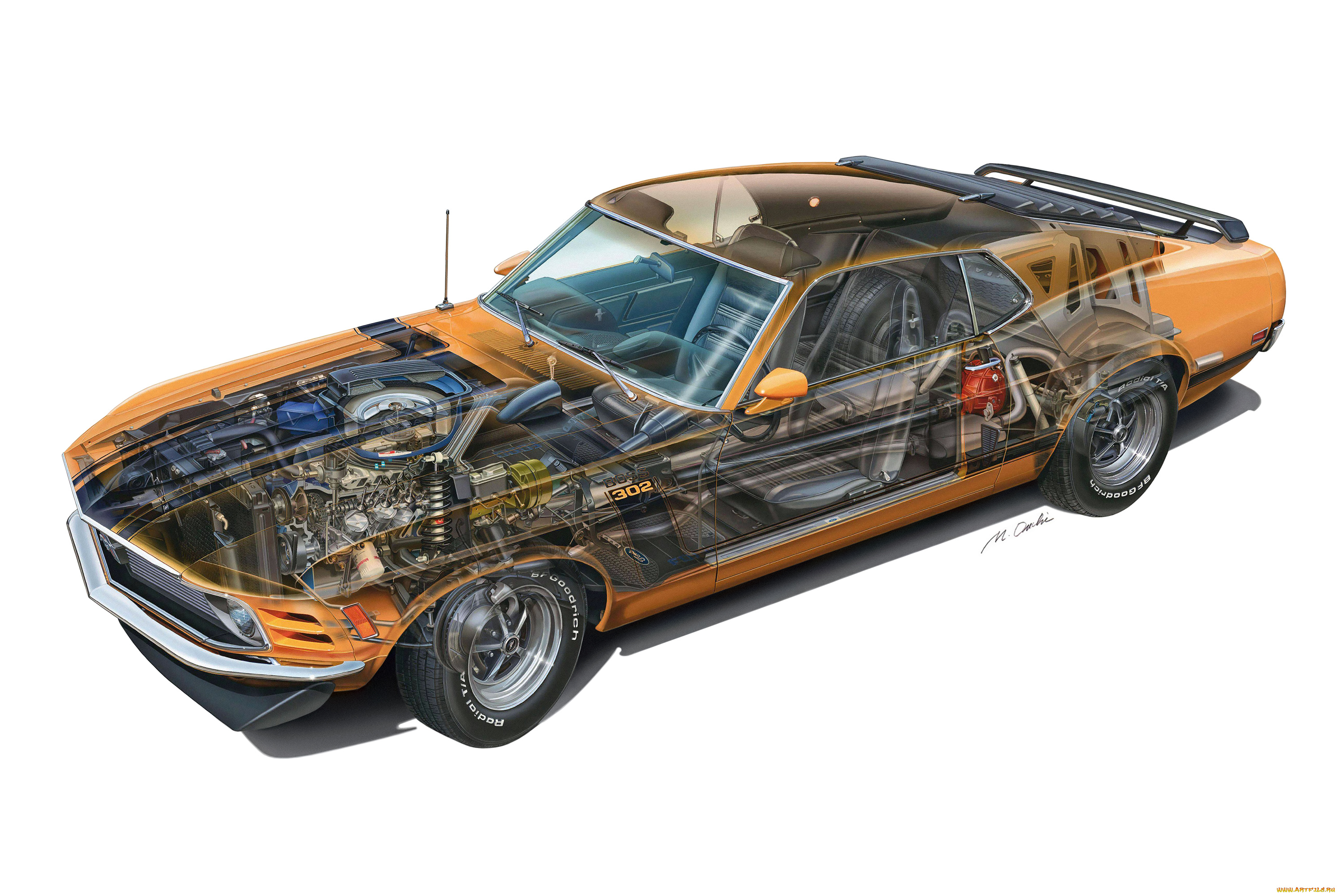 автомобили, рентген, mustang