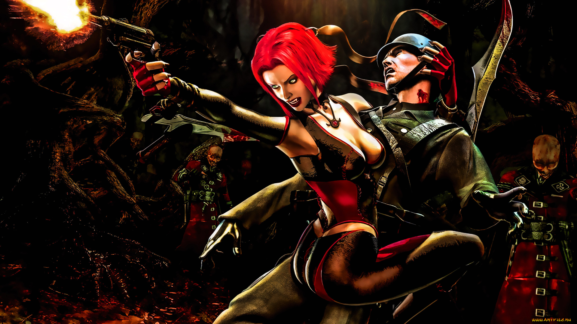 видео, игры, bloodrayne, 2, вампир, оружие, кровь, немцы