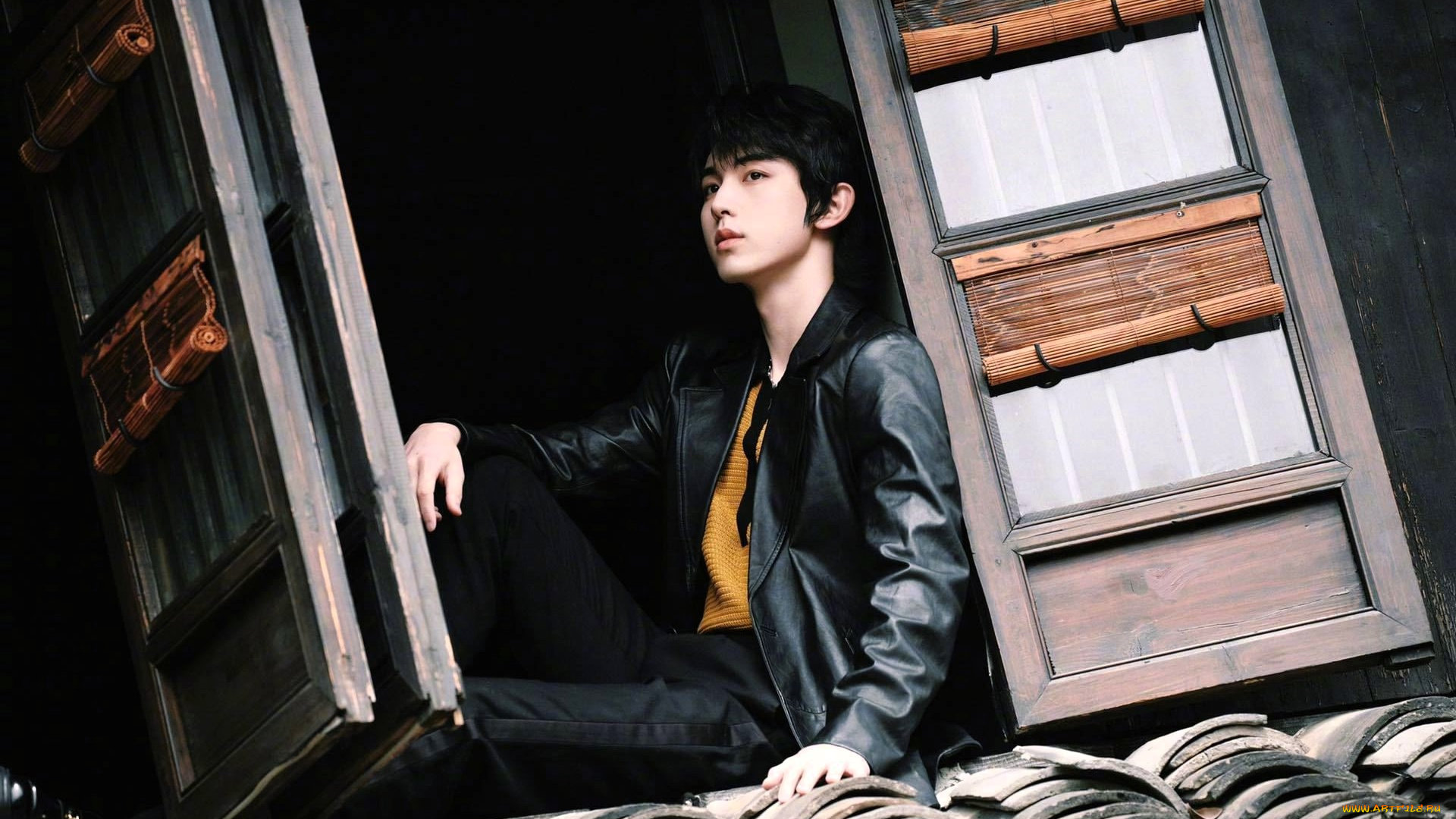 guo, jun, chen, мужчины, guo, cheng, парень, куртка, окно, крыша