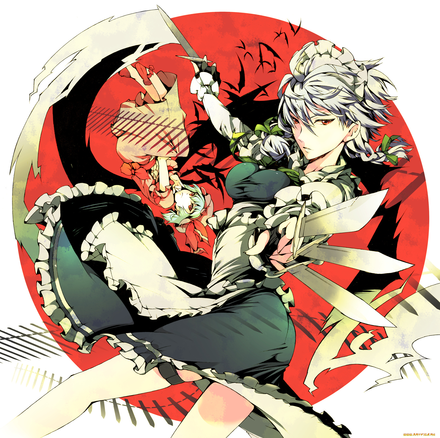 аниме, touhou, izayoi, sakuya, remilia, scarlet