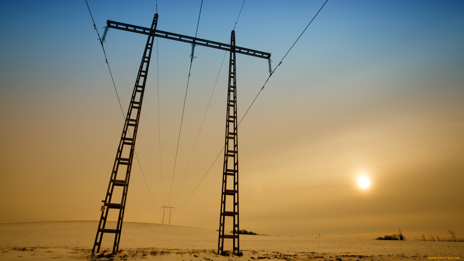 разное, другое, опоры, провода, небо, поле