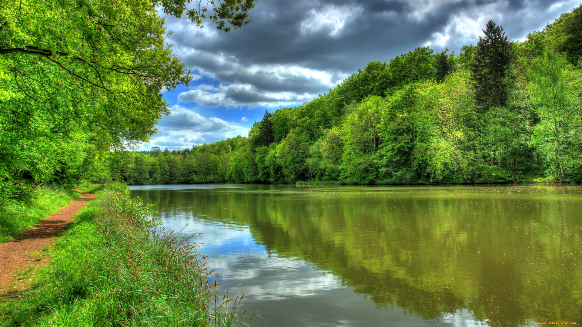 германия, гессен, лих, природа, реки, озера, берег, река