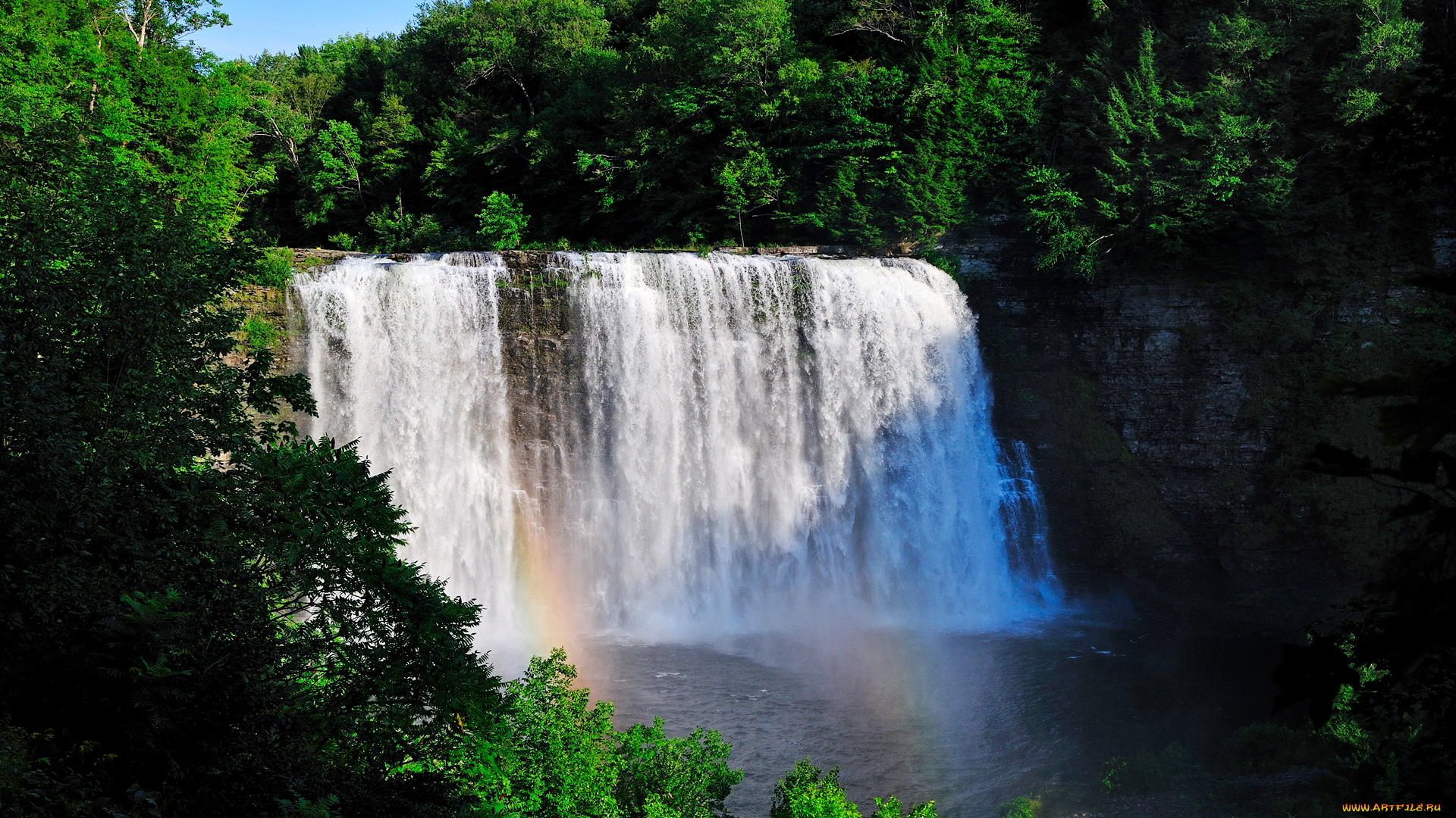 водопад, природа, водопады, река, лес, пейзаж
