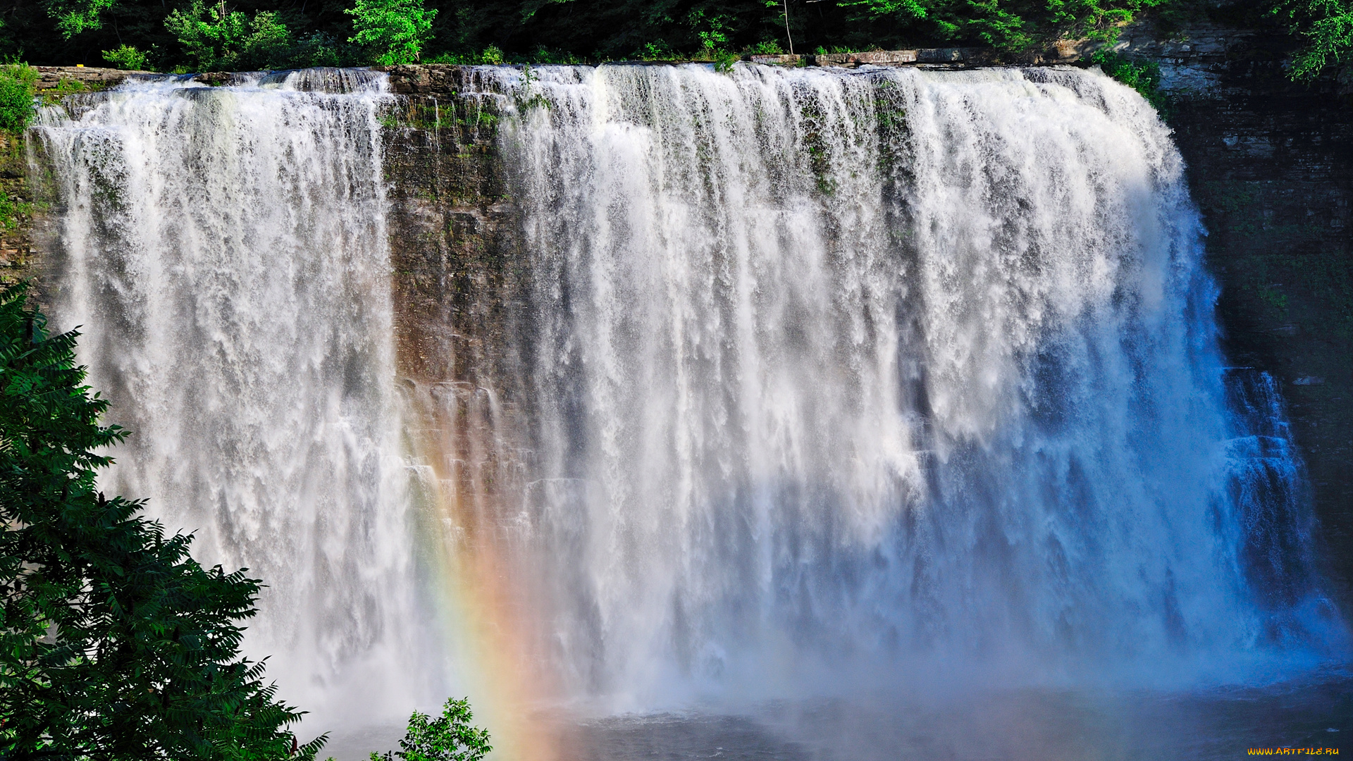 водопад, природа, водопады, скалы, деревья, пейзаж
