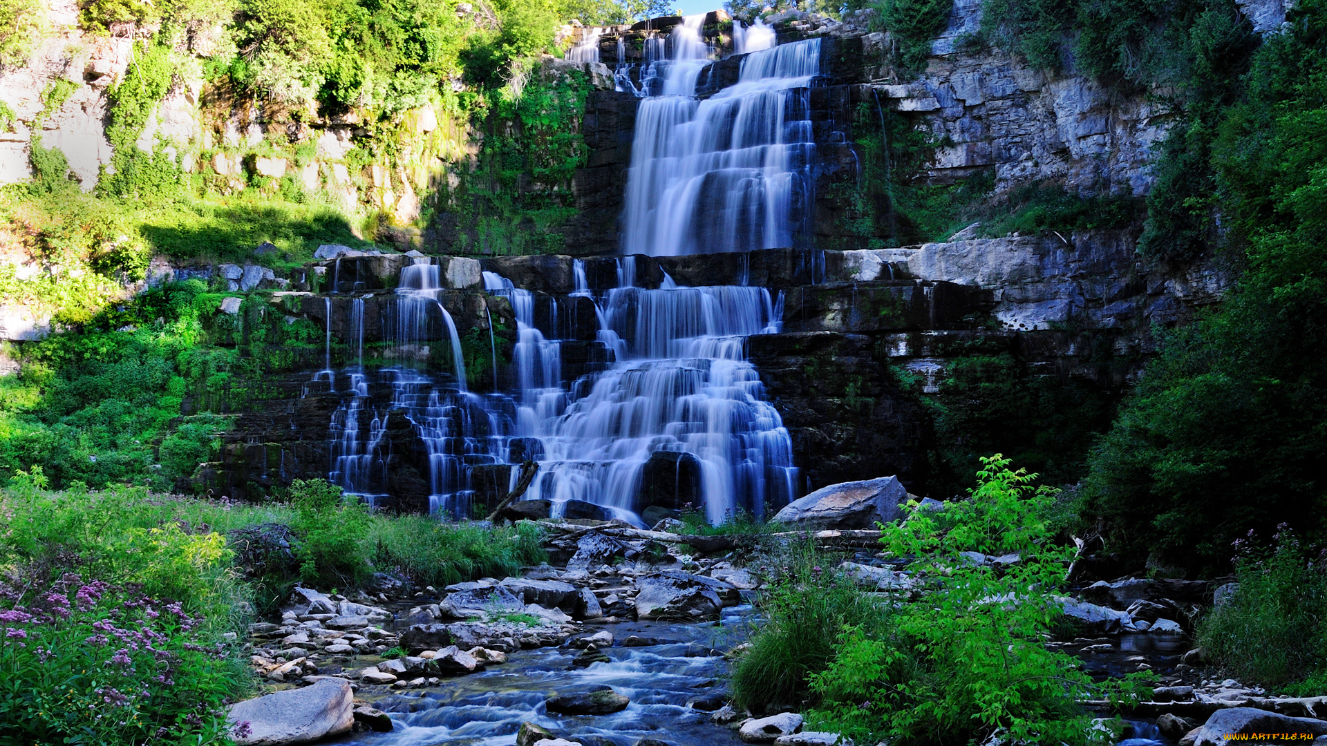 водопад, природа, водопады, скалы, камни, река, пейзаж