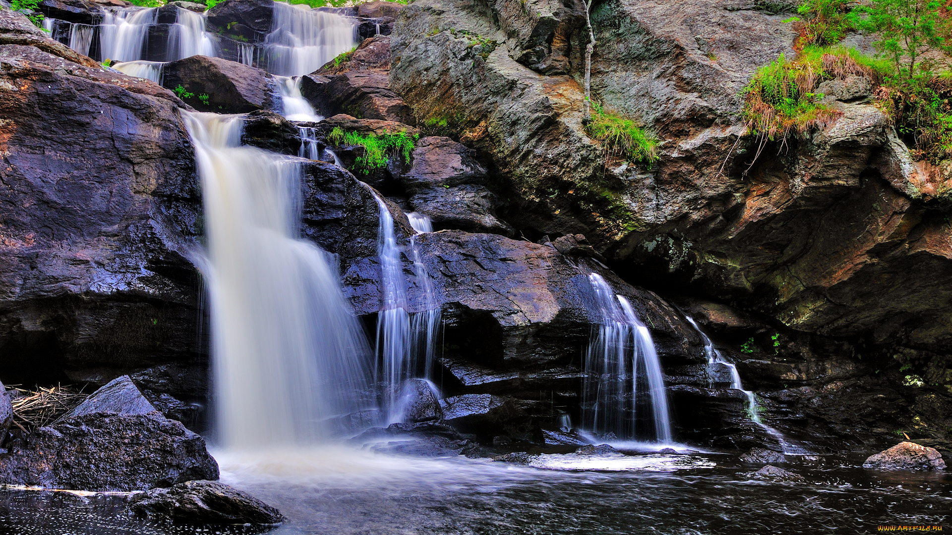 водопад, природа, водопады, скалы, река, пейзаж