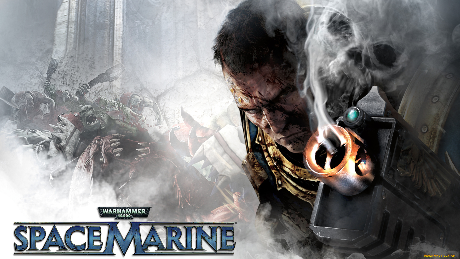 warhammer, 40000, space, marine, видео, игры, 40, 000, оружие, дым