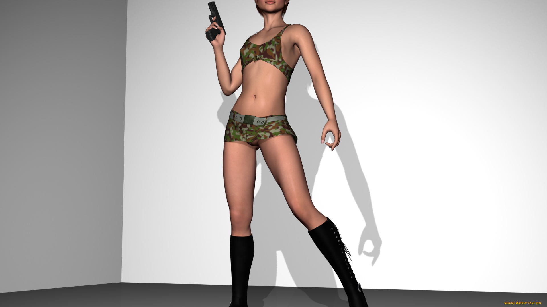 3д, графика, people, , люди, оружие, взгляд, девушка