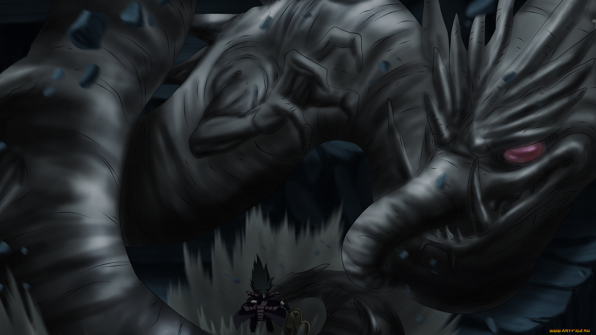 аниме, naruto, наруто, монстр, ночь, манга