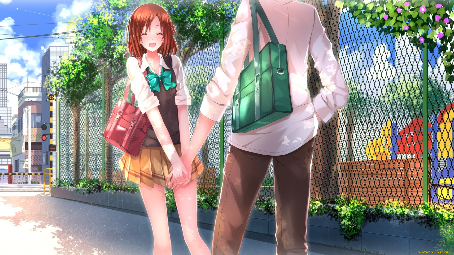 isshuukan, friends, аниме, *unknown, , другое, улица, парень, девушка, hase, yuuki, fujimiya, kaori, swordsouls, школьники, isshuukan, friends, арт