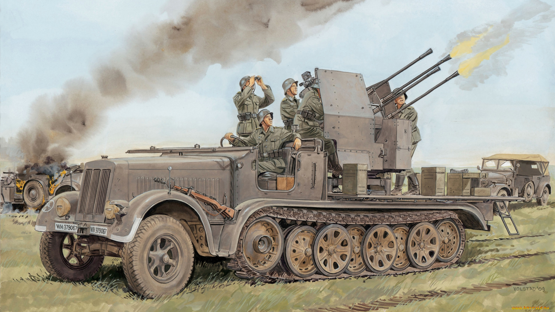 рисованные, армия, танк