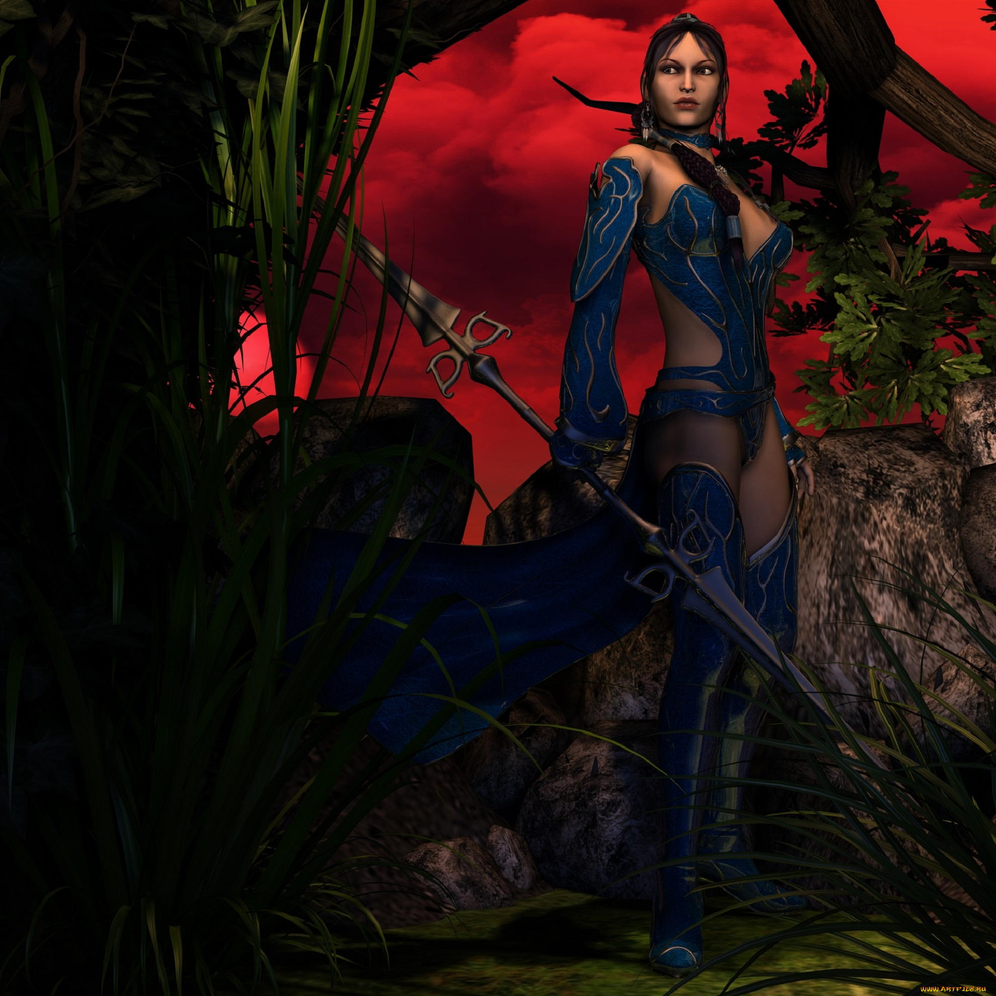 3д, графика, amazon, , амазонки, оружие, взгляд, девушка