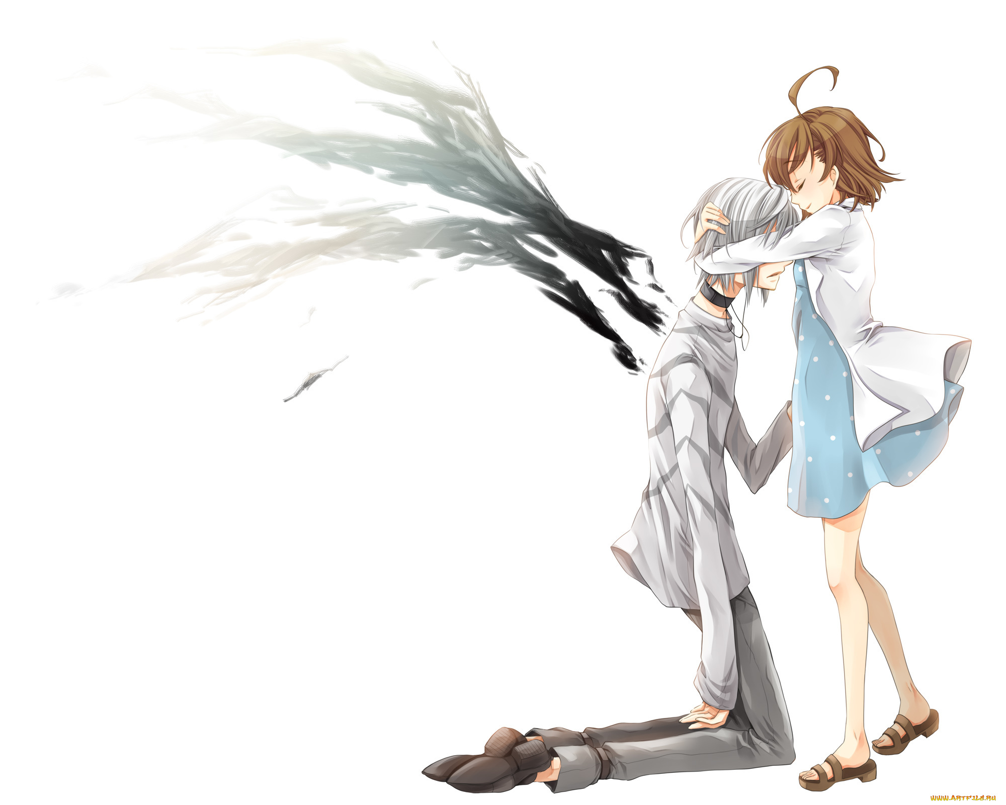 аниме, toaru, majutsu, no, index, объятия, индекс, волшебства, девушка, крылья, meso, арт, парень, accelerator, to, aru, majutsu, no, index, last, order, misaka, mikoto