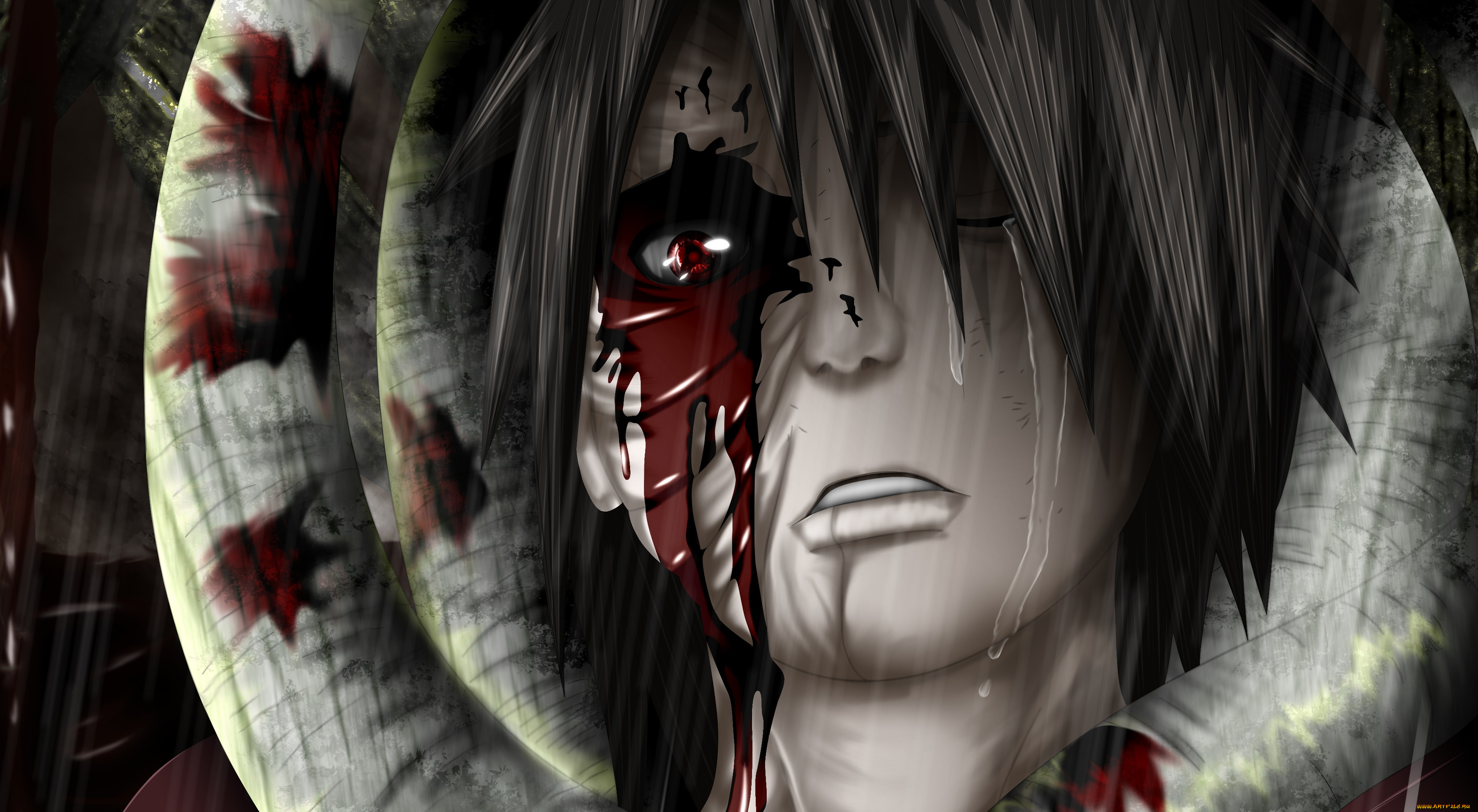 аниме, naruto, обито, учиха, кровь, зетцу, страдание