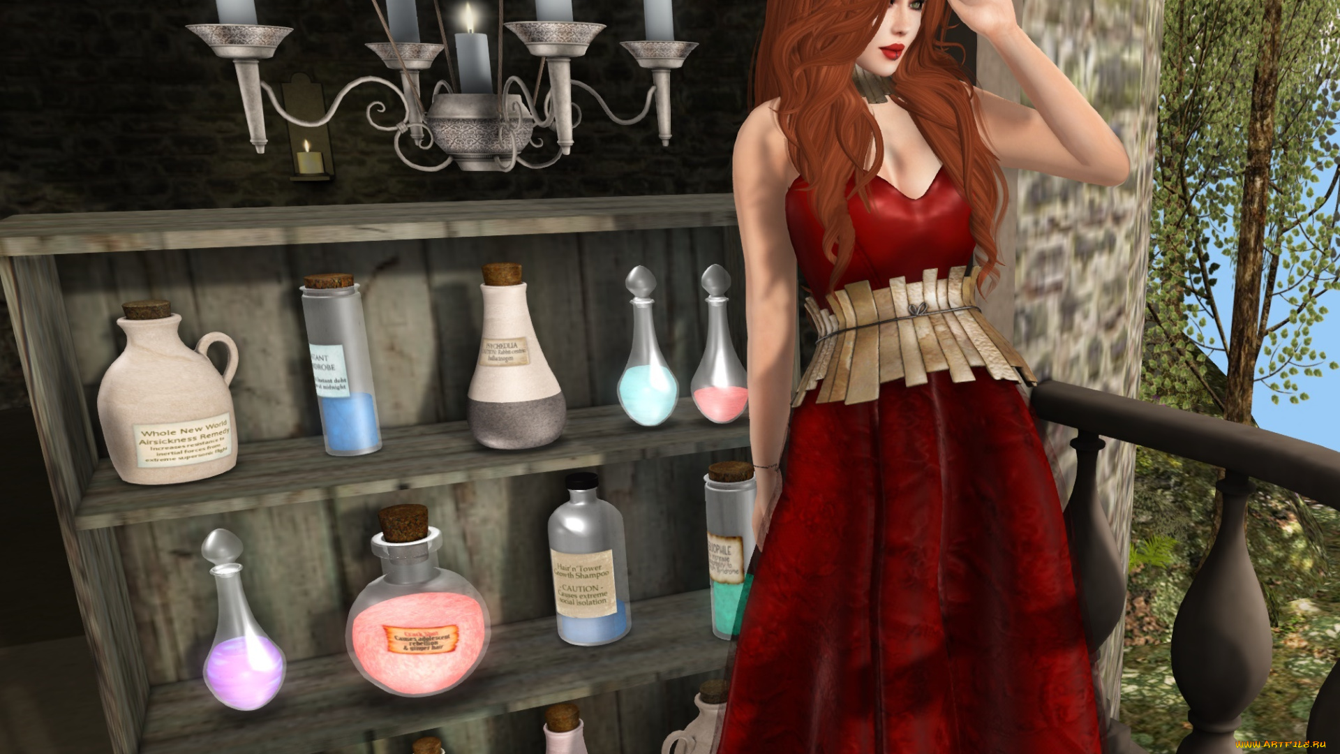 3д, графика, люди, , people, рыжая, фон, девушка, взгляд