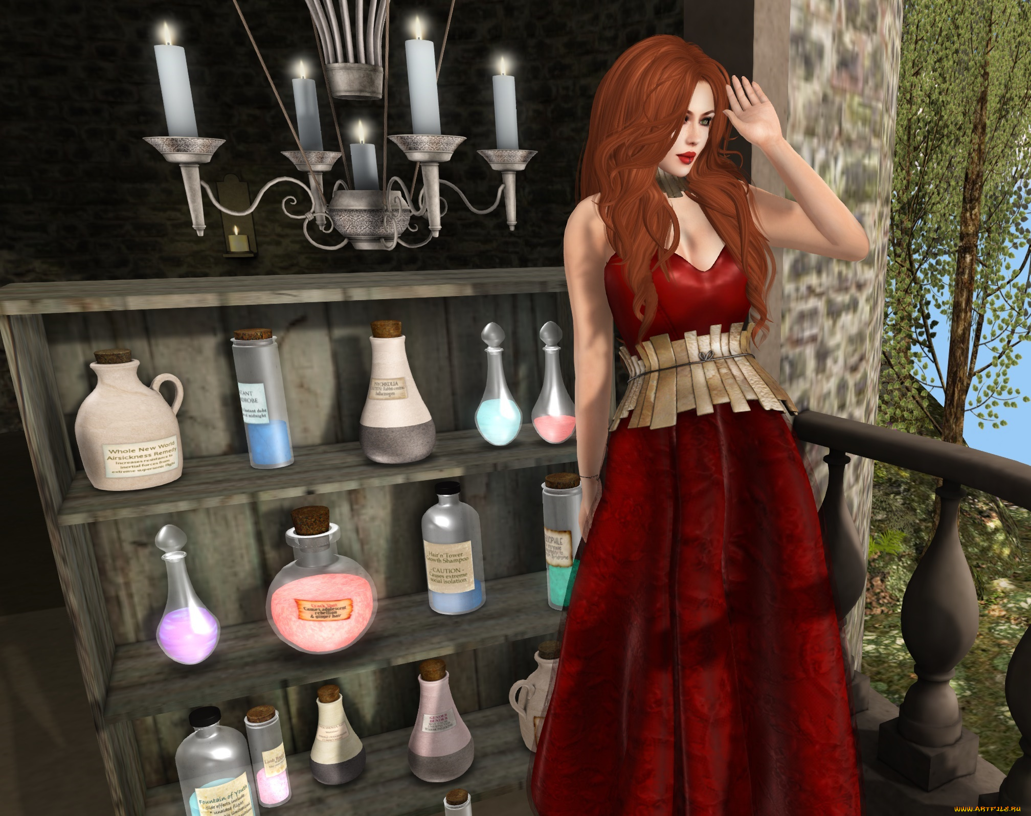 3д, графика, люди, , people, рыжая, фон, девушка, взгляд