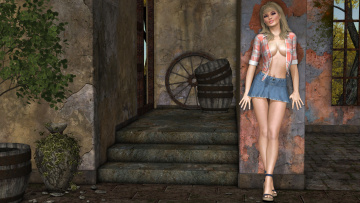 обоя 3д графика, люди , people, фон, взгляд, девушка